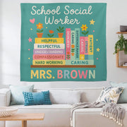 School Social Worker Tapestry, Office Wall Decor, Personalized Teacher Banner, Social Work Gift, Counselor Appreciation Sign