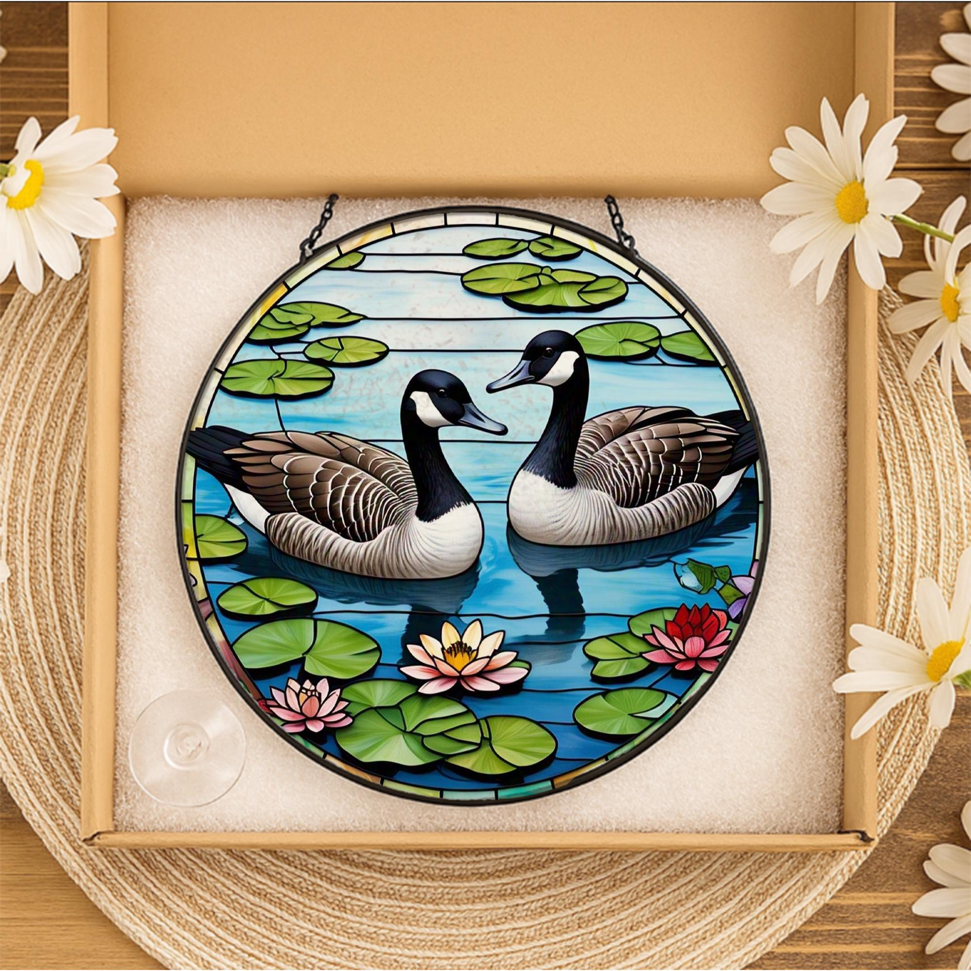 Canada Goose Glass Suncatcher, Lake Birds Window Decor, Nature Sun Catcher, Waterfowl Art Gift, Goose Lover Home Accent