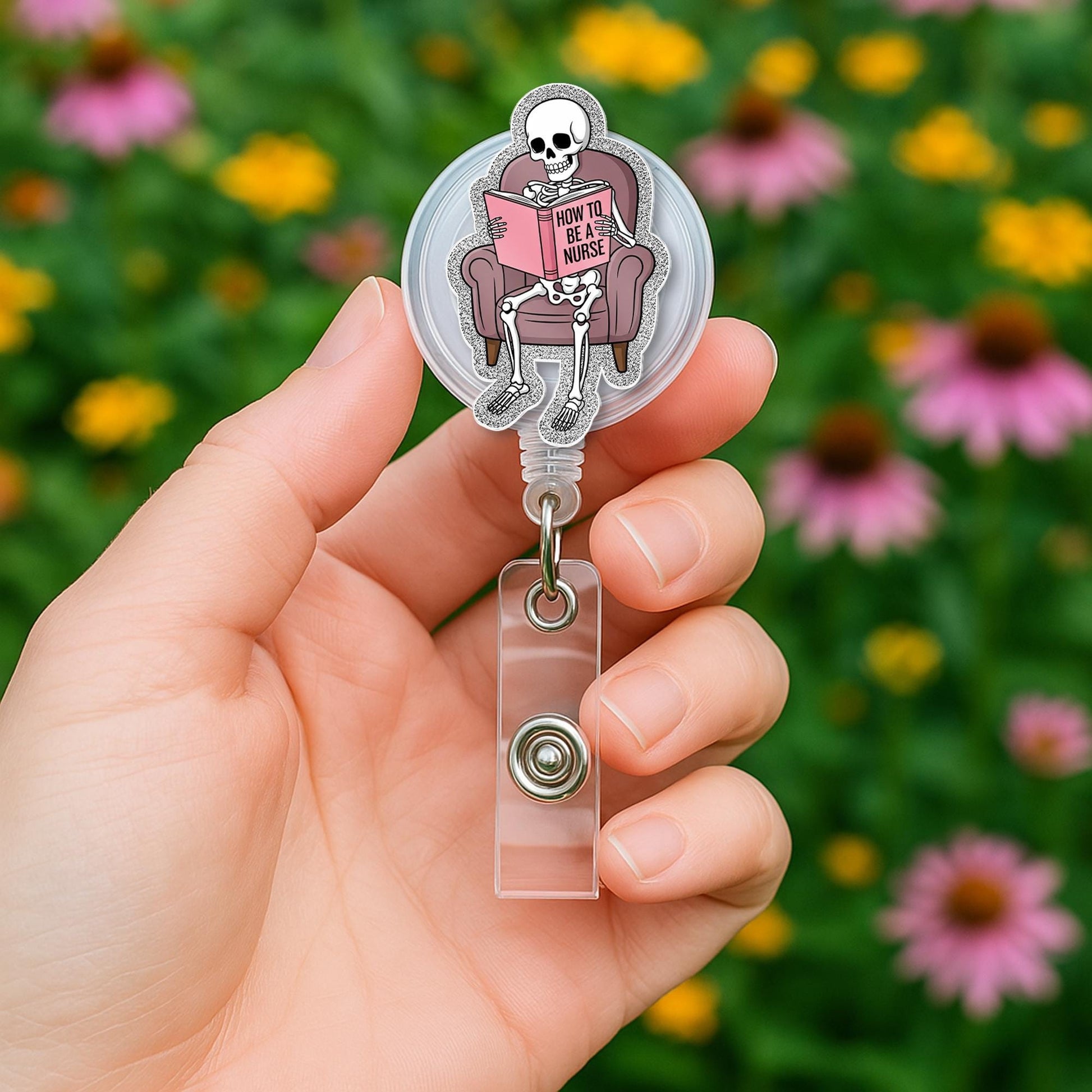 Funny Skeleton Nurse Badge Reel, How to Be a Nurse ID Clip, Quirky Medical Badge Holder, RN Student Gift, Nursing School Humor