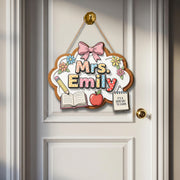 Custom Teacher Door Hanger, Teacher Classroom Sign, Back to School Decor, Personalized Teacher Gift, Cute Name Door Plaque