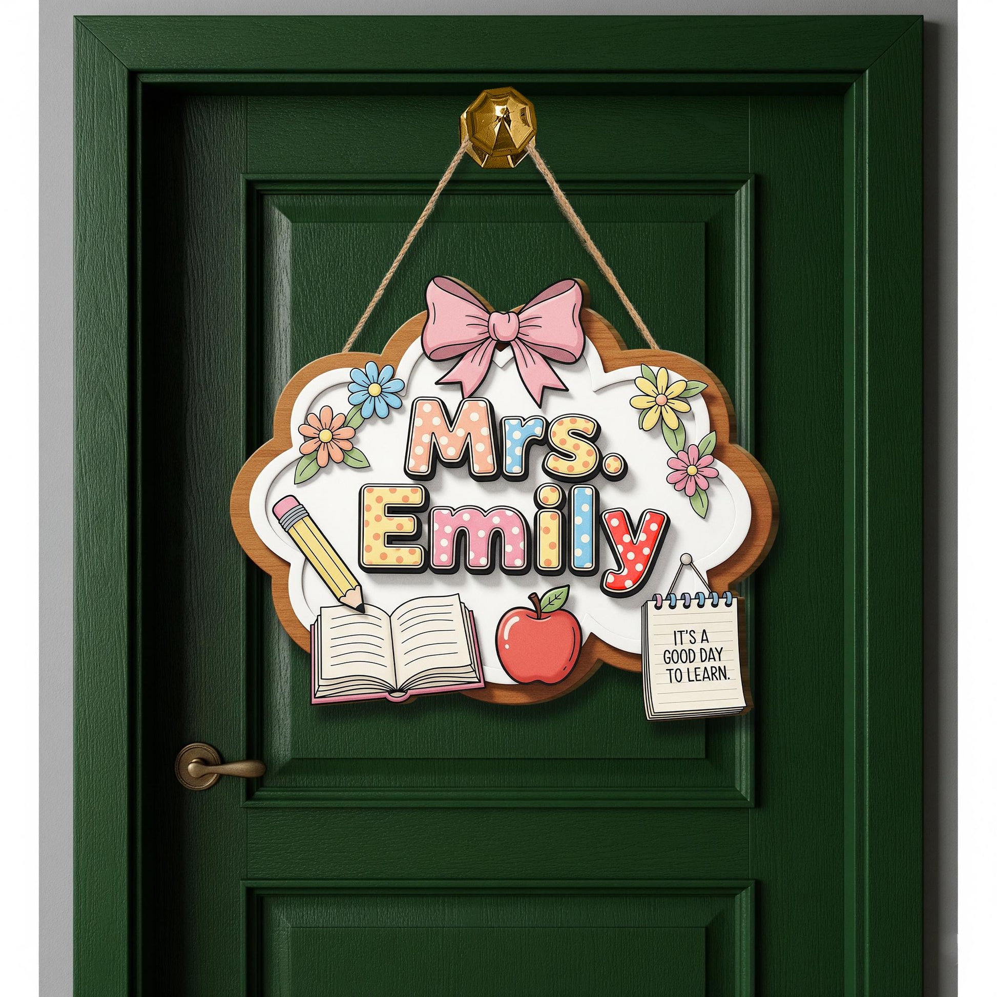 Custom Teacher Door Hanger, Teacher Classroom Sign, Back to School Decor, Personalized Teacher Gift, Cute Name Door Plaque