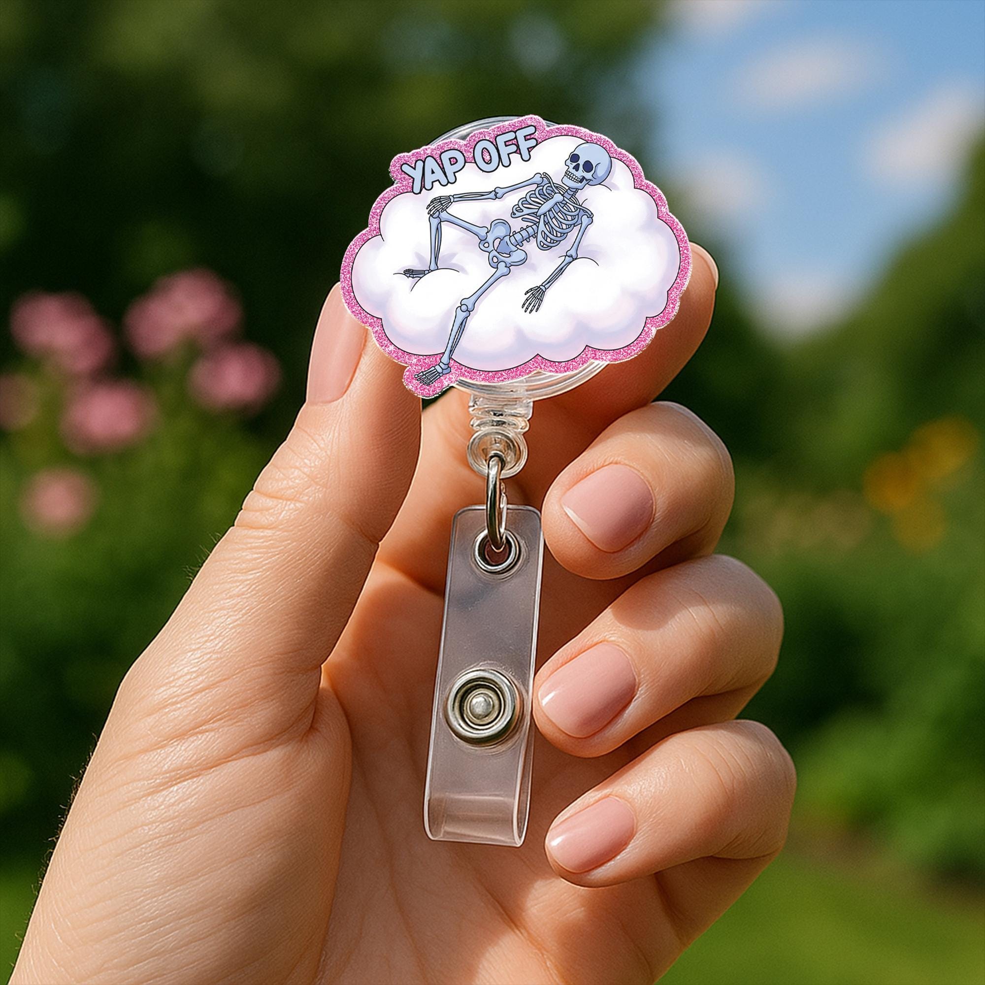 Funny Skeleton Badge Reel, Yap Off Badge Reel ID Holder, Cute Nurse Badge Clip, Sassy Work Accessory, Halloween Badge Reel Gift, Nurse Gift
