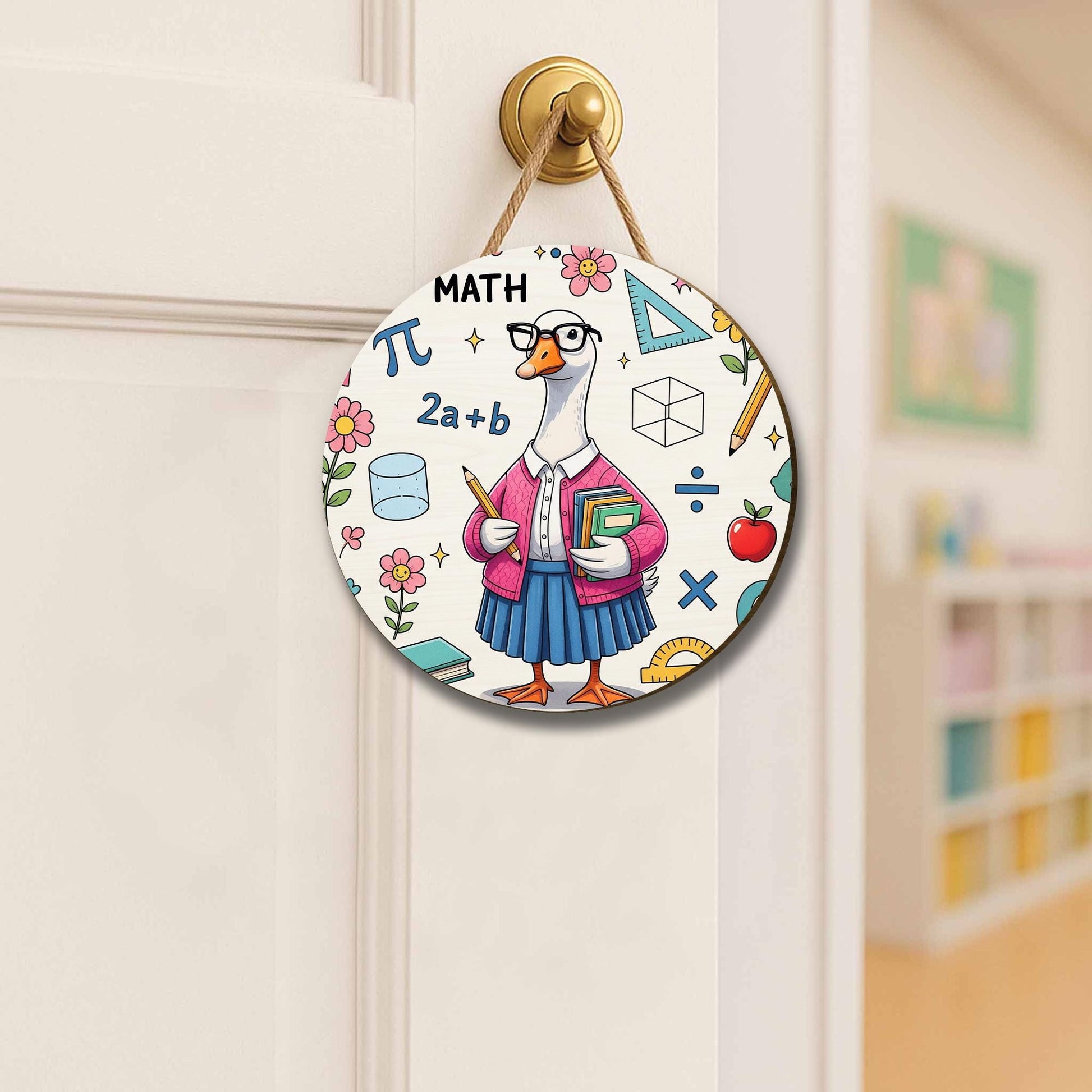 Funny Math Teacher Goose Door Sign, Classroom Decor for Math Lover, Back to School Gift for Teachers, Math Goose Wall Hanging, Classroom Art