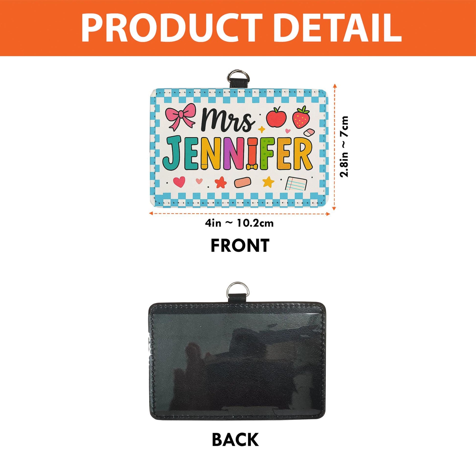 Teacher ID Badge Holder, Cute Teacher Name Tag, Personalized Retractable Clip, School Staff Gift, Fun Work Badge Reel