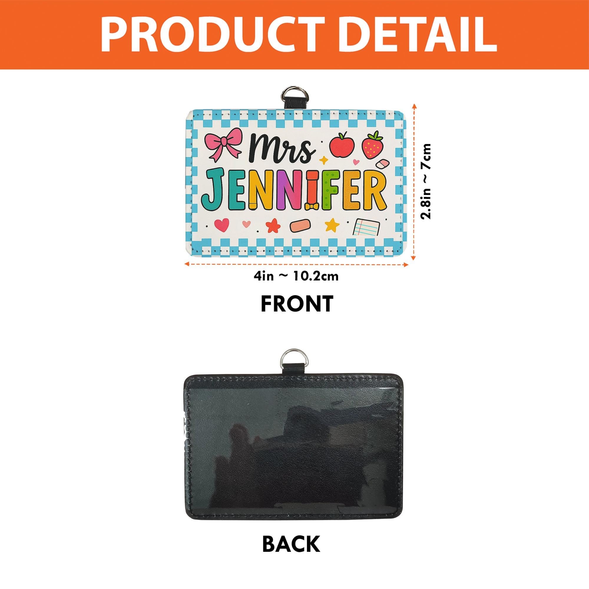 Teacher ID Badge Holder, Cute Teacher Name Tag, Personalized Retractable Clip, School Staff Gift, Fun Work Badge Reel