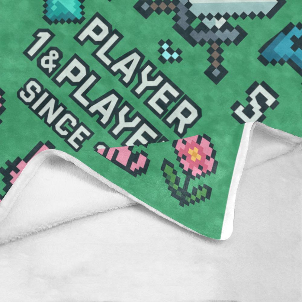 Gamer Couple Blanket, Player 1 & 2 Anniversary Gift, Pixel Art Throw Blanket, Custom Gaming Love Blanket, Couple Anniversary Cozy Gift