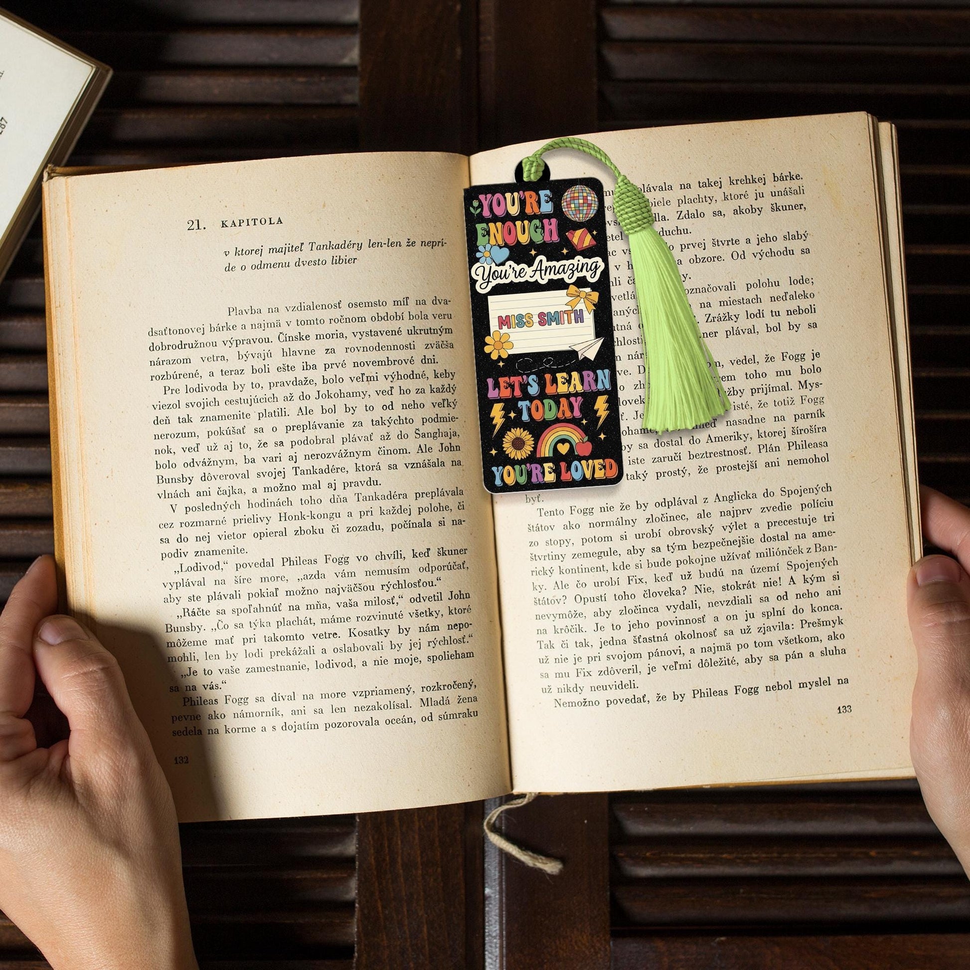 Personalized Teacher Bookmark, Motivational Student Bookmark, Rainbow Classroom Gift, Custom Name Tassel Bookmark, Back to School