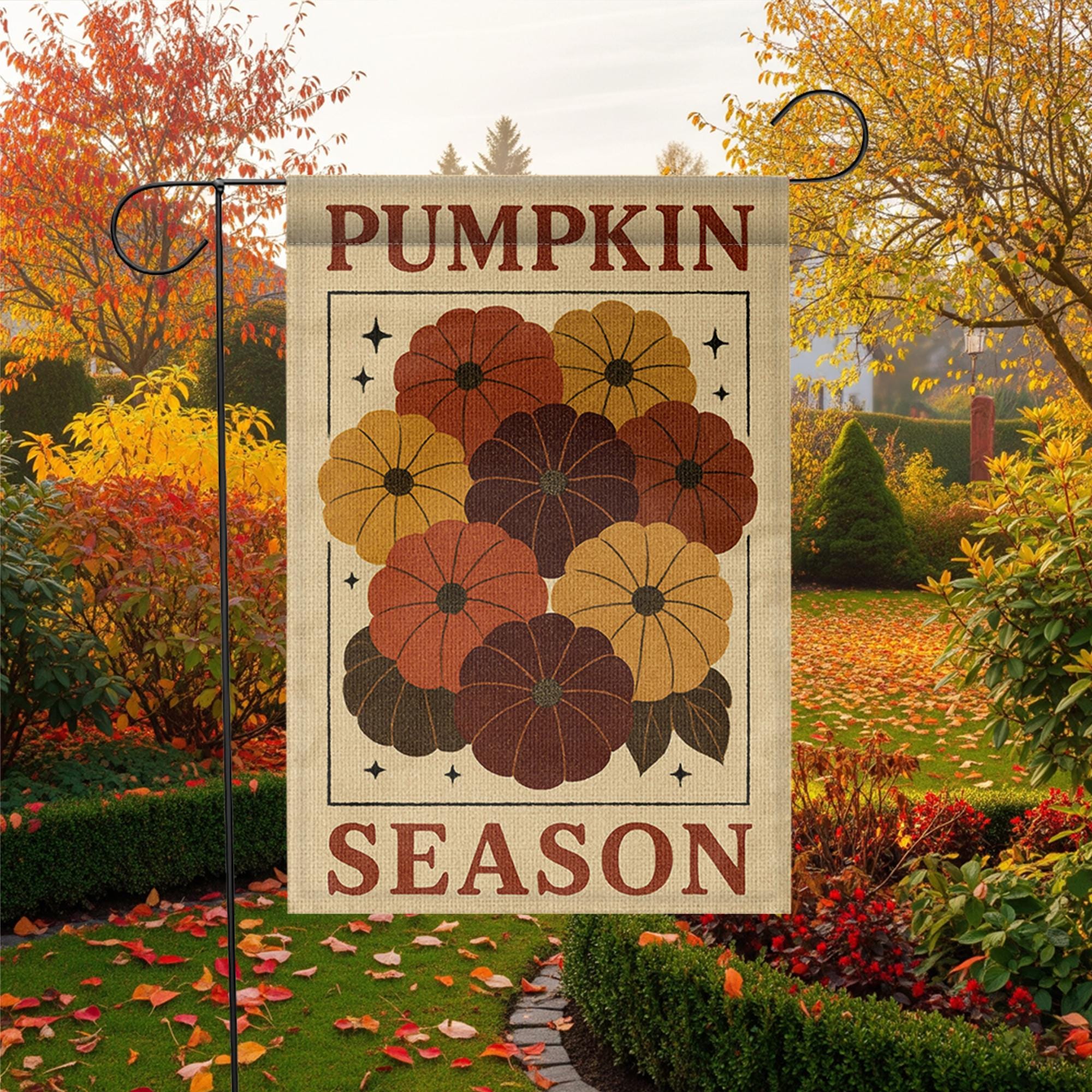 Pumpkin Season Garden Flag, Fall Outdoor Yard Decor, Autumn Harvest Porch Flag, Rustic Pumpkin Patch Banner, Thanksgiving Lawn Sign