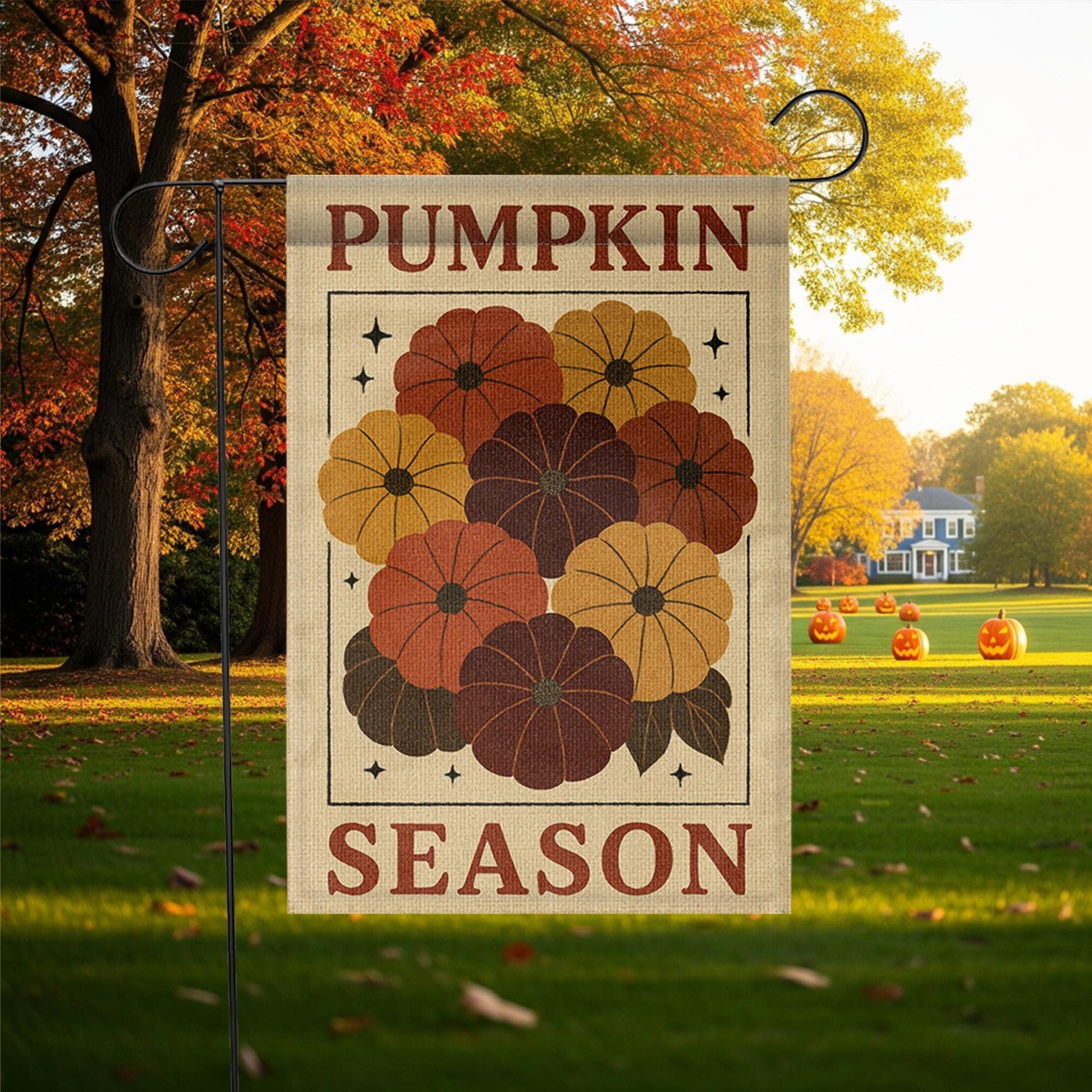 Pumpkin Season Garden Flag, Fall Outdoor Yard Decor, Autumn Harvest Porch Flag, Rustic Pumpkin Patch Banner, Thanksgiving Lawn Sign