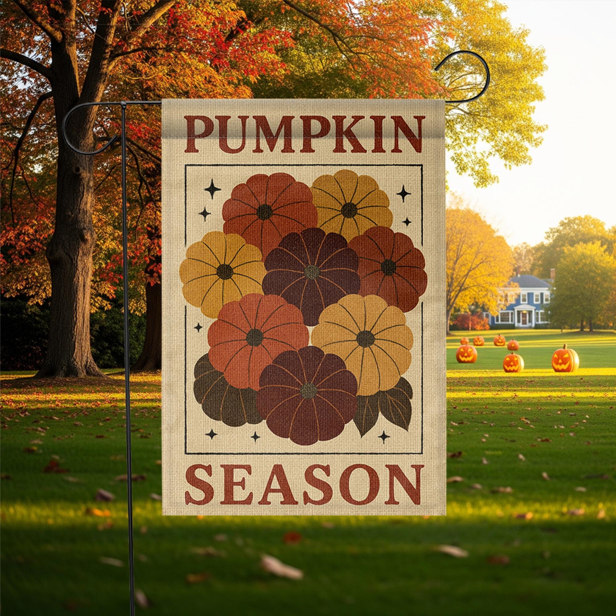 Pumpkin Season Garden Flag, Fall Outdoor Yard Decor, Autumn Harvest Porch Flag, Rustic Pumpkin Patch Banner, Thanksgiving Lawn Sign