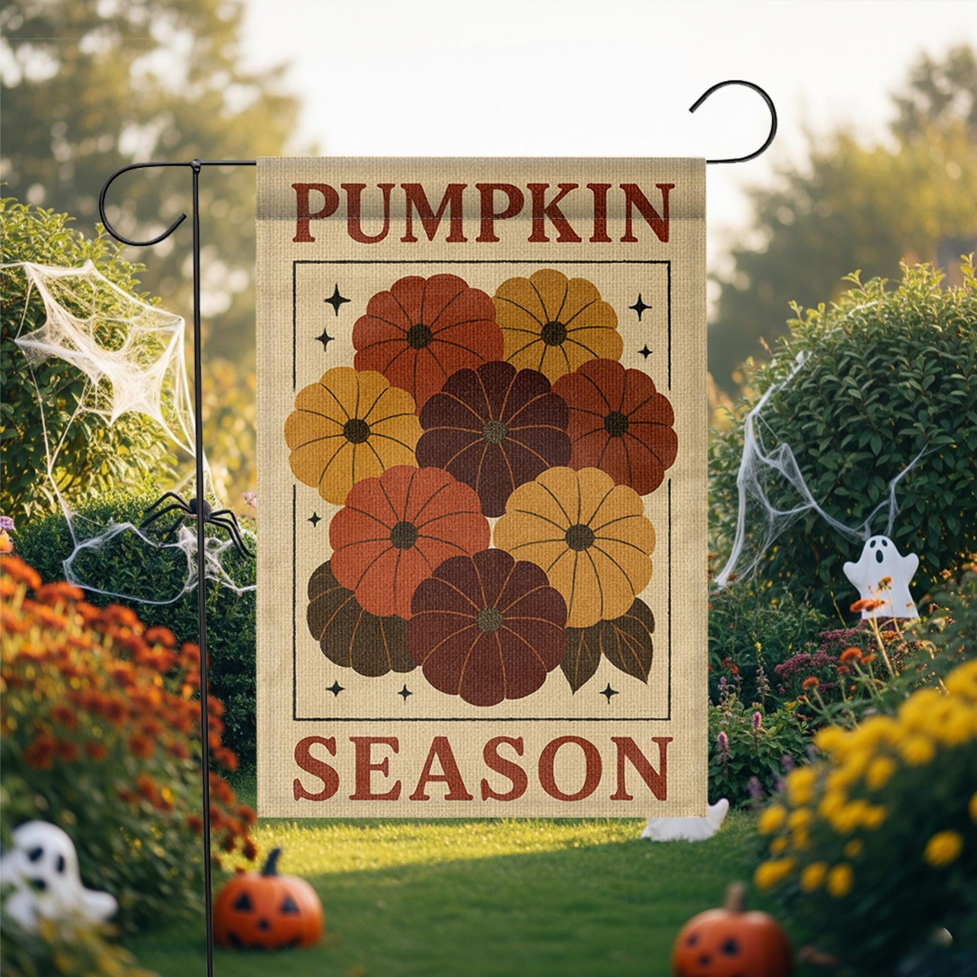 Pumpkin Season Garden Flag, Fall Outdoor Yard Decor, Autumn Harvest Porch Flag, Rustic Pumpkin Patch Banner, Thanksgiving Lawn Sign