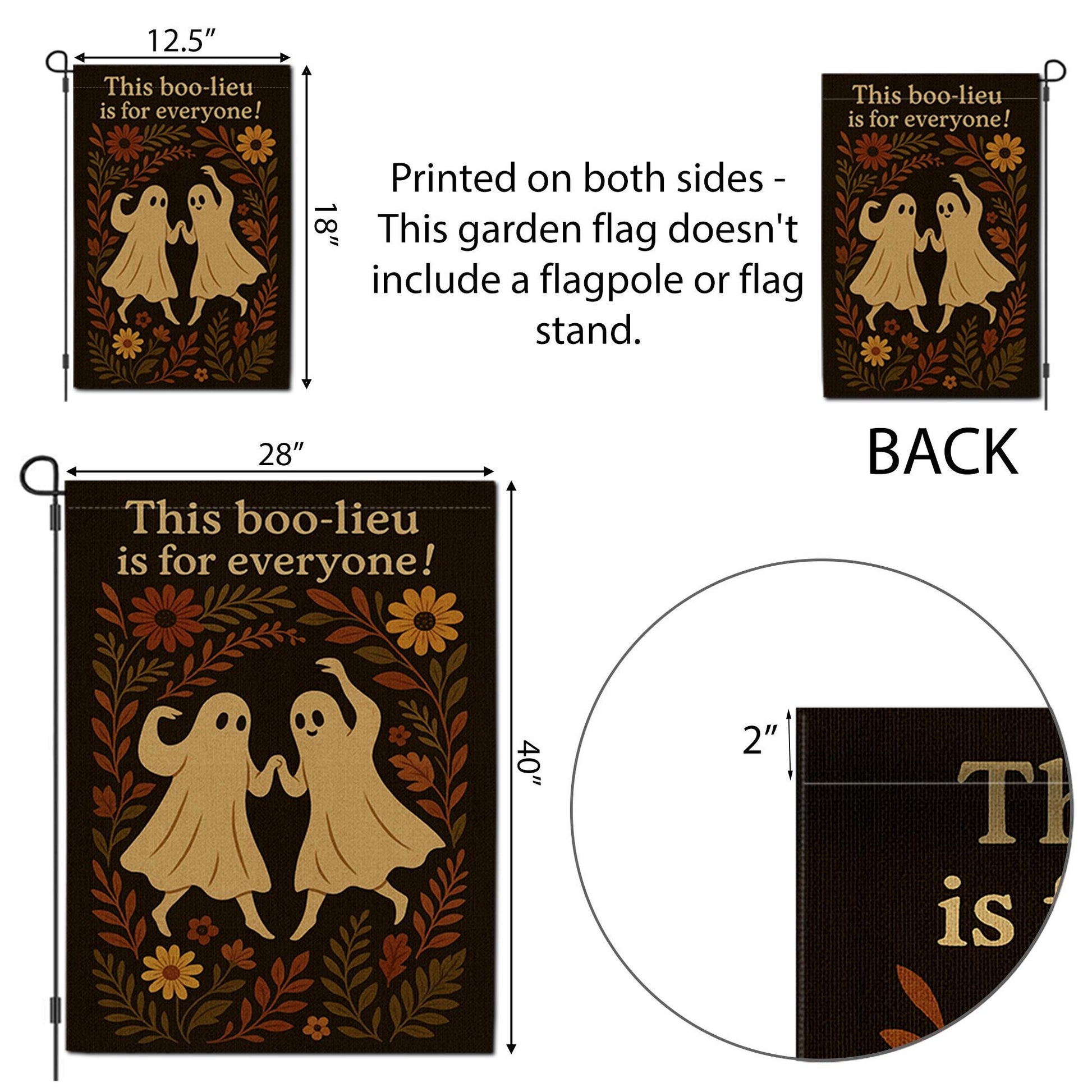 This Boo-lieu Is for Everyone Garden Flag, Inclusive Ghost Halloween Yard Decor, Cute Spooky Fall Outdoor Flag, Autumn Porch Sign