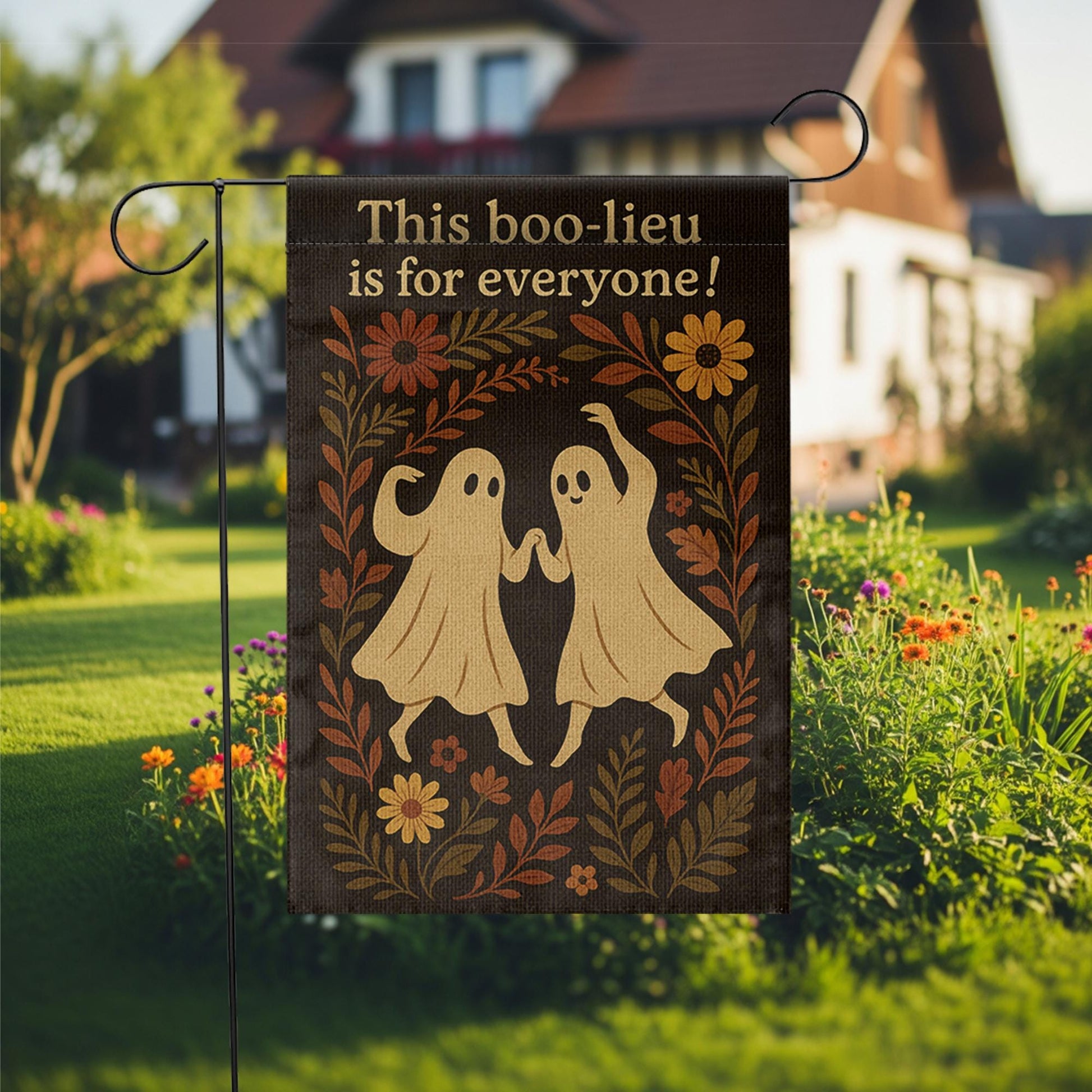 This Boo-lieu Is for Everyone Garden Flag, Inclusive Ghost Halloween Yard Decor, Cute Spooky Fall Outdoor Flag, Autumn Porch Sign