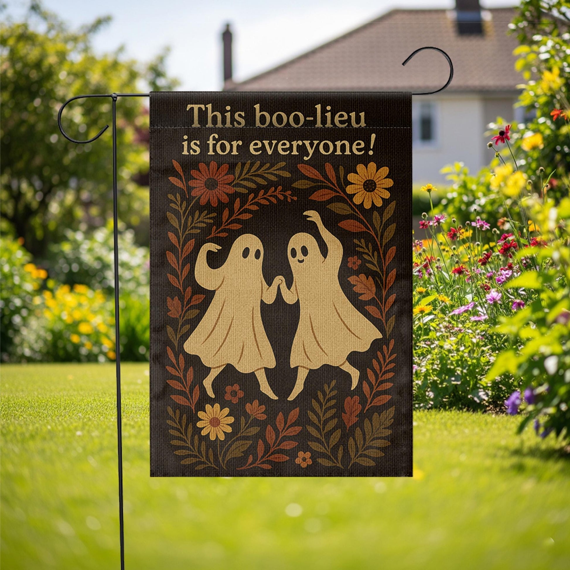 This Boo-lieu Is for Everyone Garden Flag, Inclusive Ghost Halloween Yard Decor, Cute Spooky Fall Outdoor Flag, Autumn Porch Sign