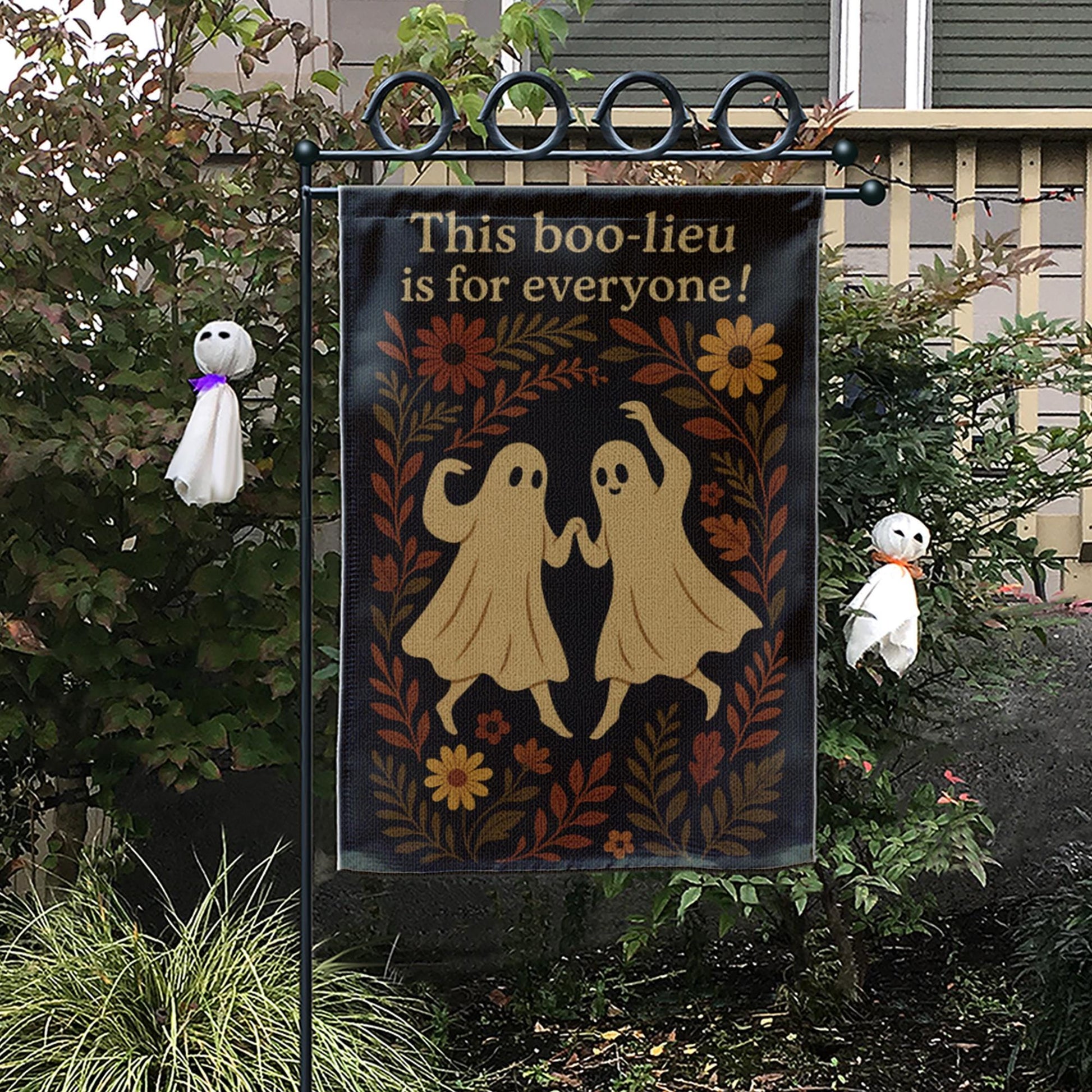 This Boo-lieu Is for Everyone Garden Flag, Inclusive Ghost Halloween Yard Decor, Cute Spooky Fall Outdoor Flag, Autumn Porch Sign