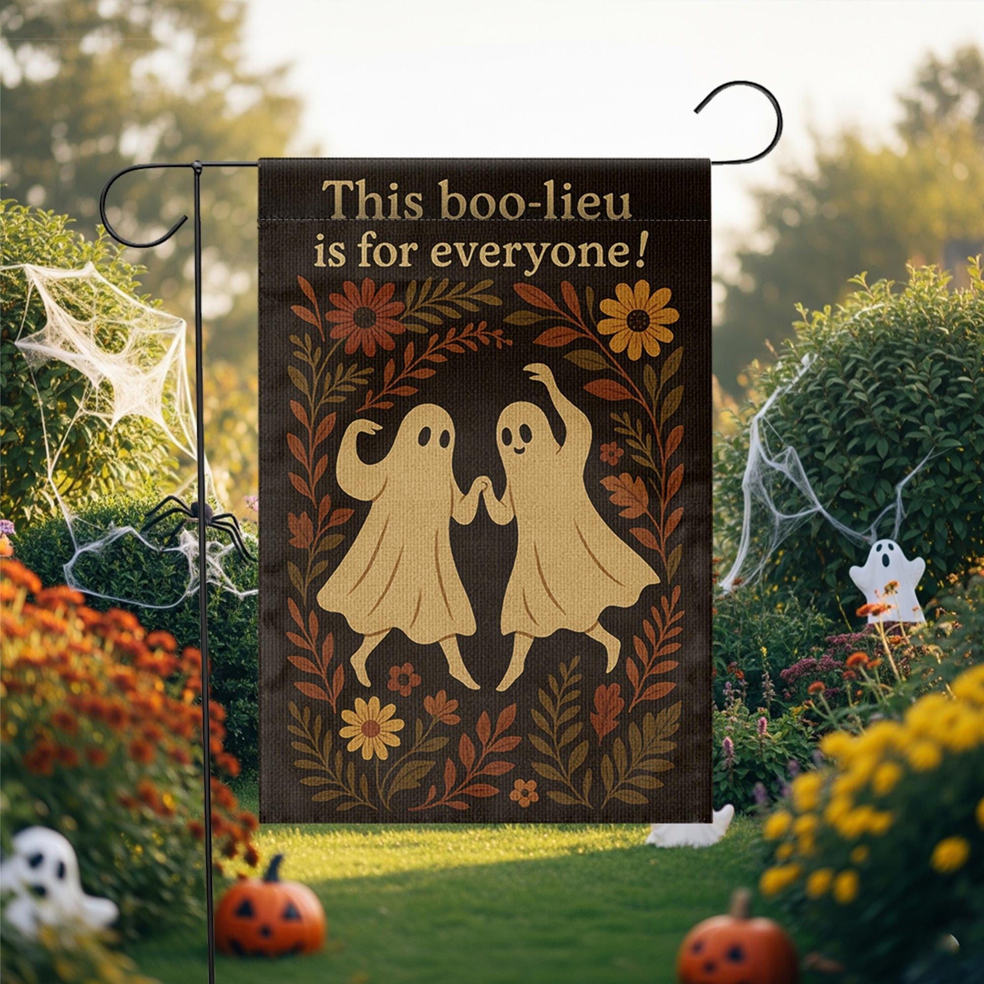 This Boo-lieu Is for Everyone Garden Flag, Inclusive Ghost Halloween Yard Decor, Cute Spooky Fall Outdoor Flag, Autumn Porch Sign