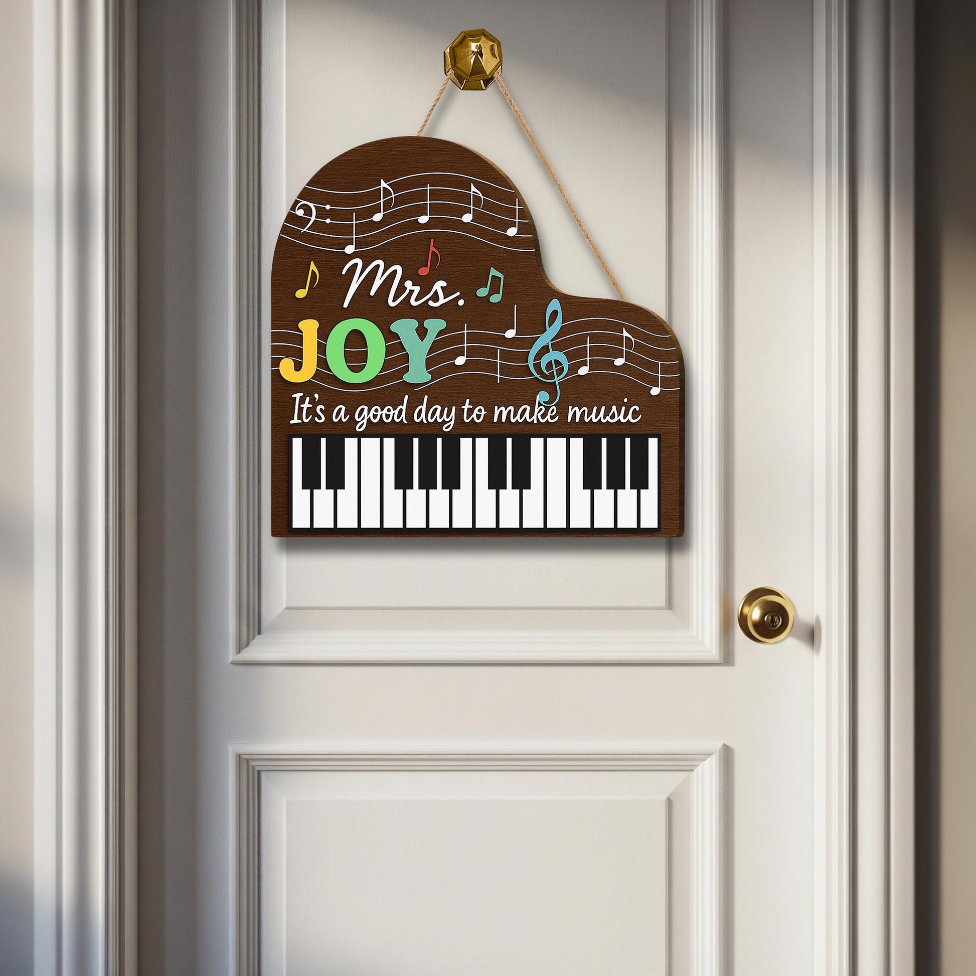 Personalized Music Teacher Door Sign, Music Classroom Decor, Custom Name Music Sign, Music Room Hanger, Gift for Music Teacher