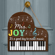 Personalized Music Teacher Door Sign, Music Classroom Decor, Custom Name Music Sign, Music Room Hanger, Gift for Music Teacher