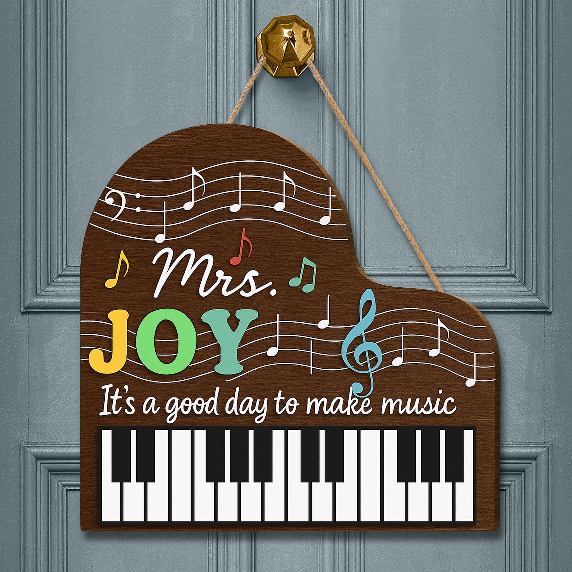 Personalized Music Teacher Door Sign, Music Classroom Decor, Custom Name Music Sign, Music Room Hanger, Gift for Music Teacher