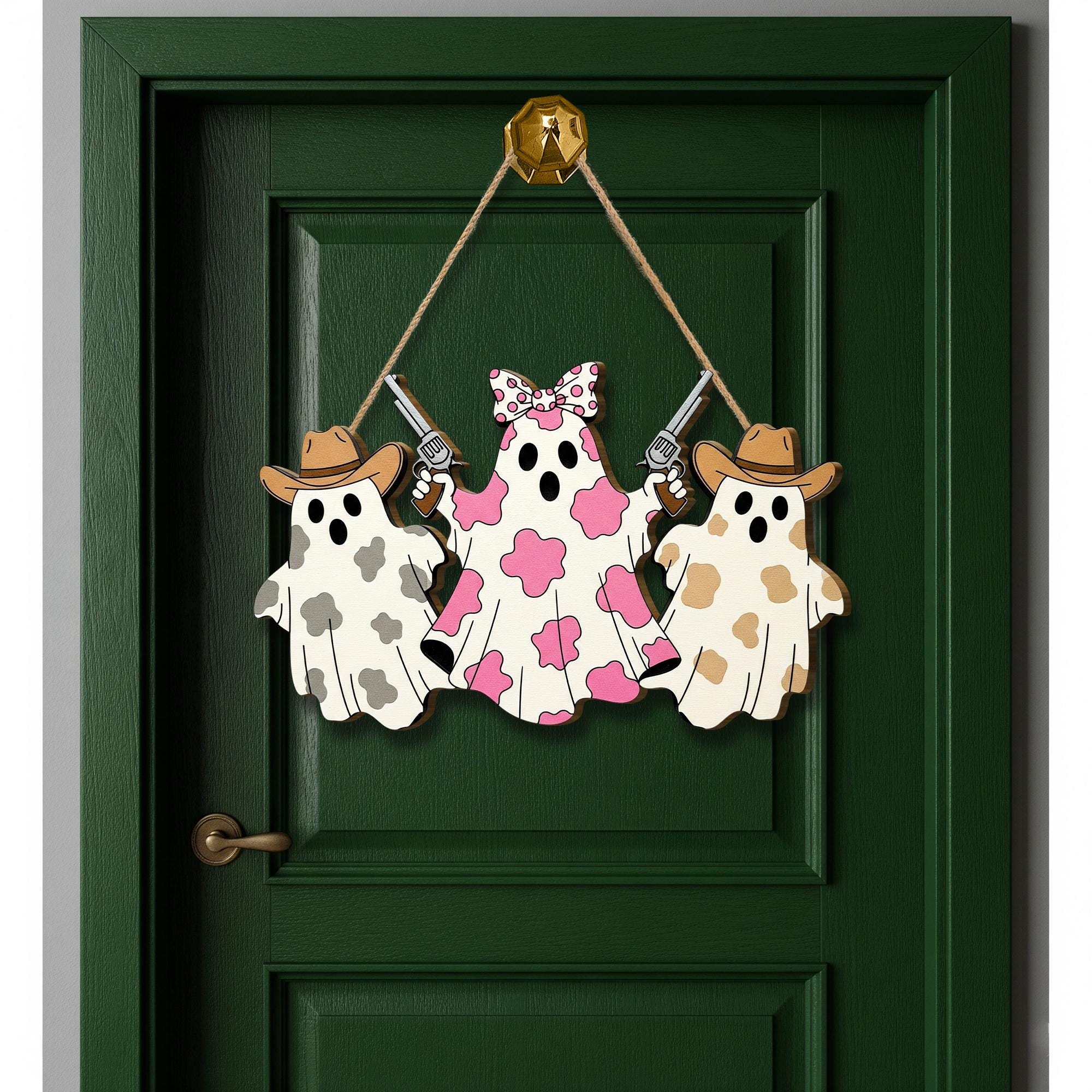 Howdy Ghouls Wooden Door Sign, Western Halloween Decor, Cowboy Spooky Sign, Cute Fall Porch Hanging, Rustic Halloween Sign