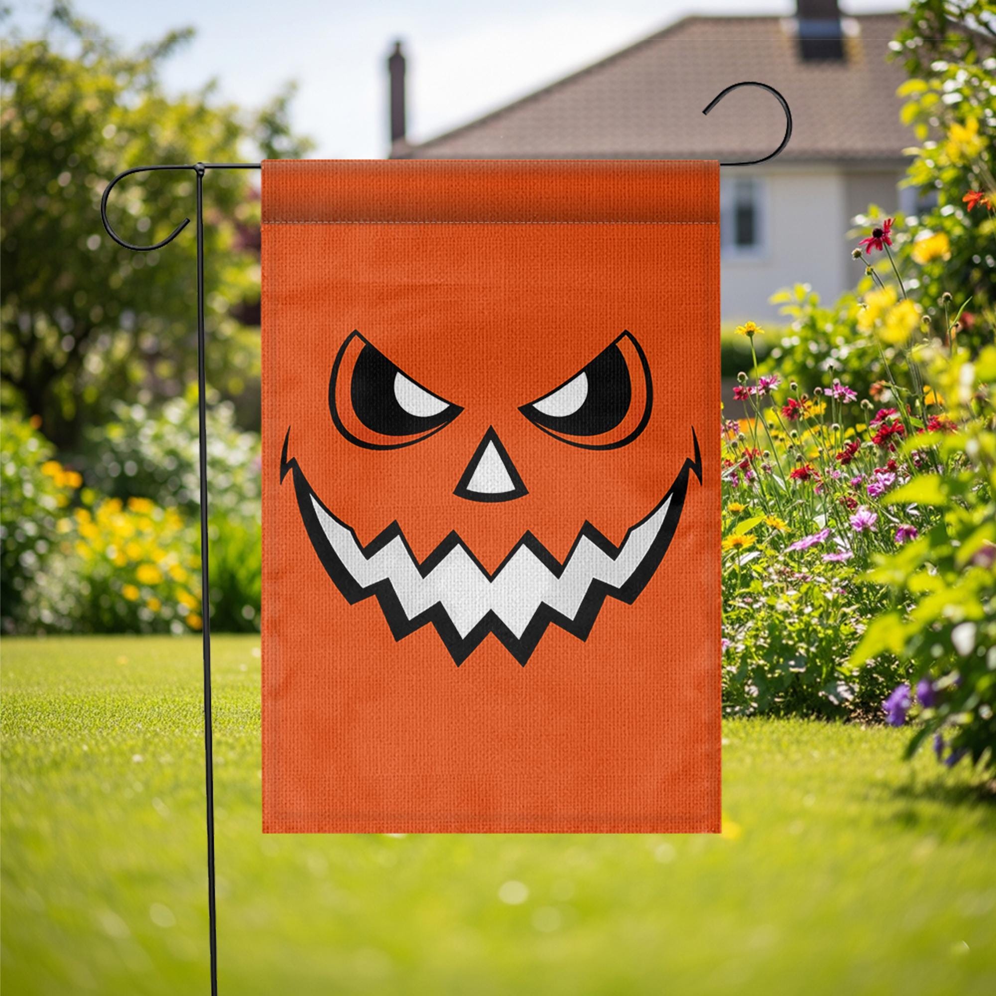 Halloween Pumpkin Garden Flag, Jack-O-Lantern Outdoor Decor, Spooky Fall Yard Art, Double Sided House Banner