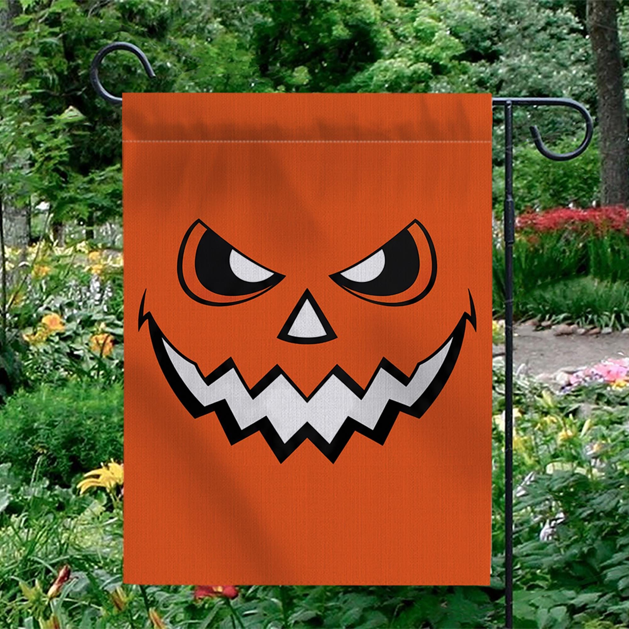 Halloween Pumpkin Garden Flag, Jack-O-Lantern Outdoor Decor, Spooky Fall Yard Art, Double Sided House Banner