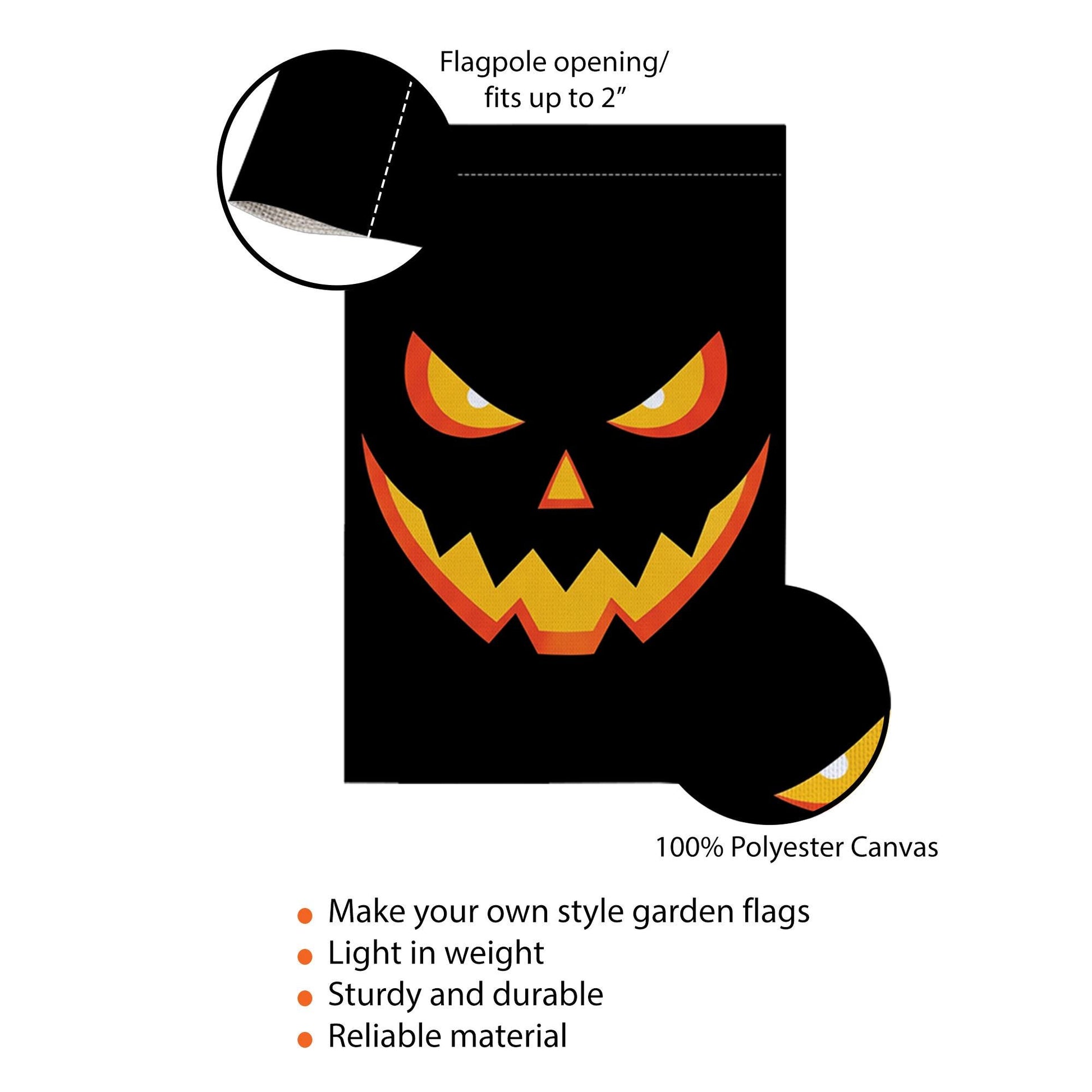 Spooky Black Halloween Flag, Glowing Jack-O-Lantern Garden Decor, Haunted House Yard Art, Double Sided Banner