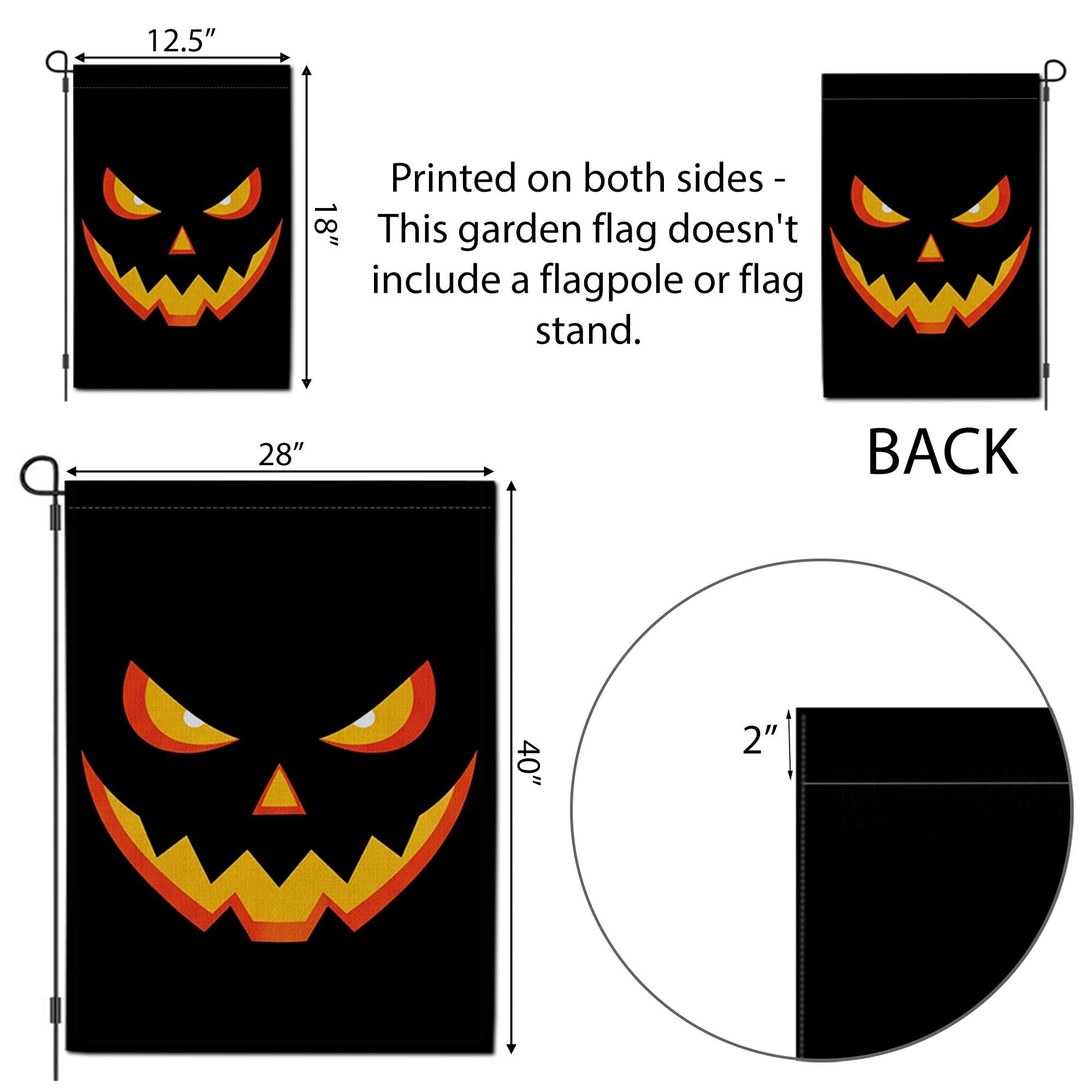 Spooky Black Halloween Flag, Glowing Jack-O-Lantern Garden Decor, Haunted House Yard Art, Double Sided Banner