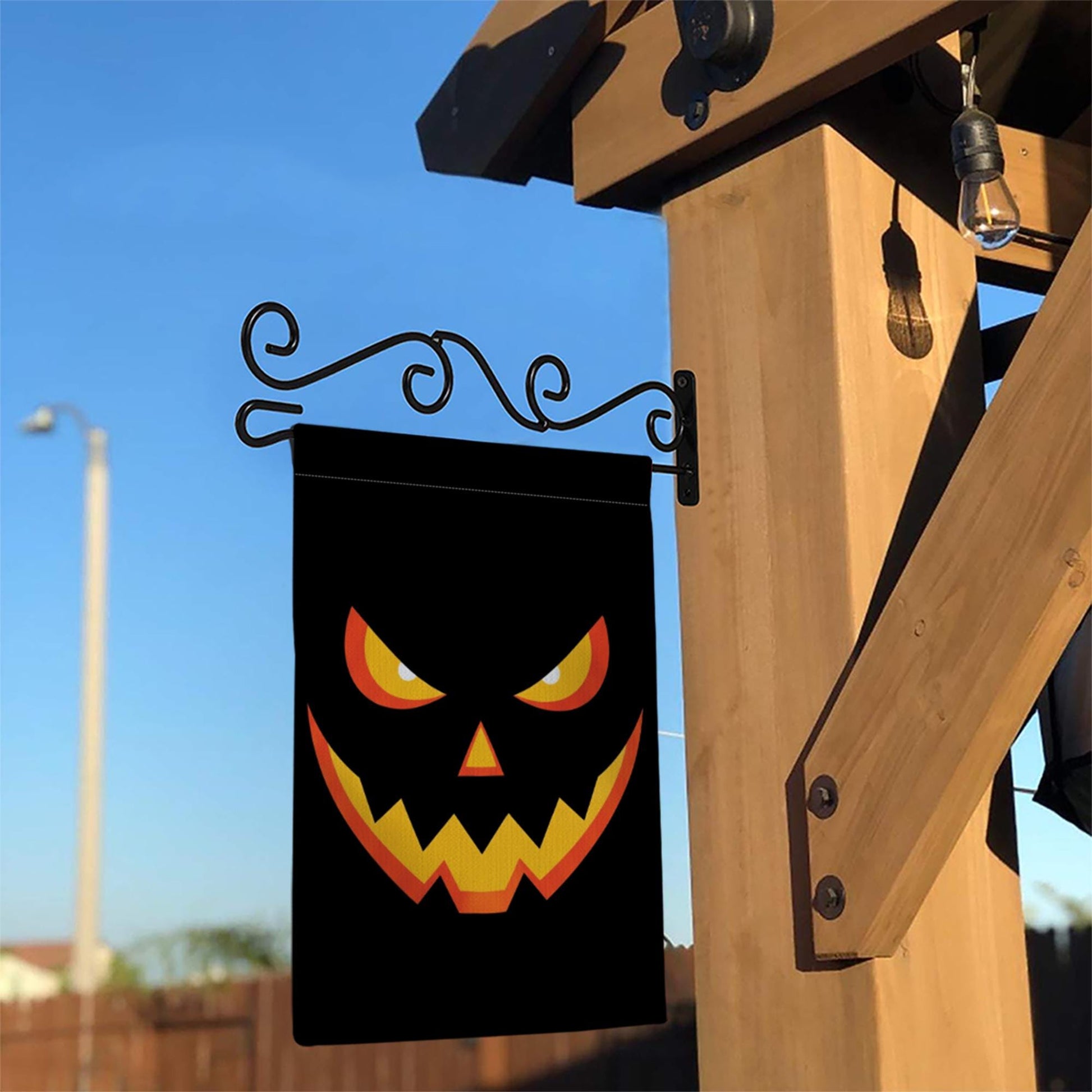 Spooky Black Halloween Flag, Glowing Jack-O-Lantern Garden Decor, Haunted House Yard Art, Double Sided Banner