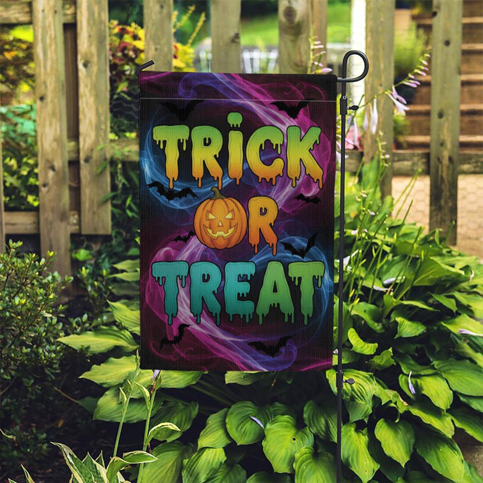 Trick or Treat Halloween Garden Flag, Spooky Yard Decor, Fun Fall House Banner, Vibrant Double Sided Flag