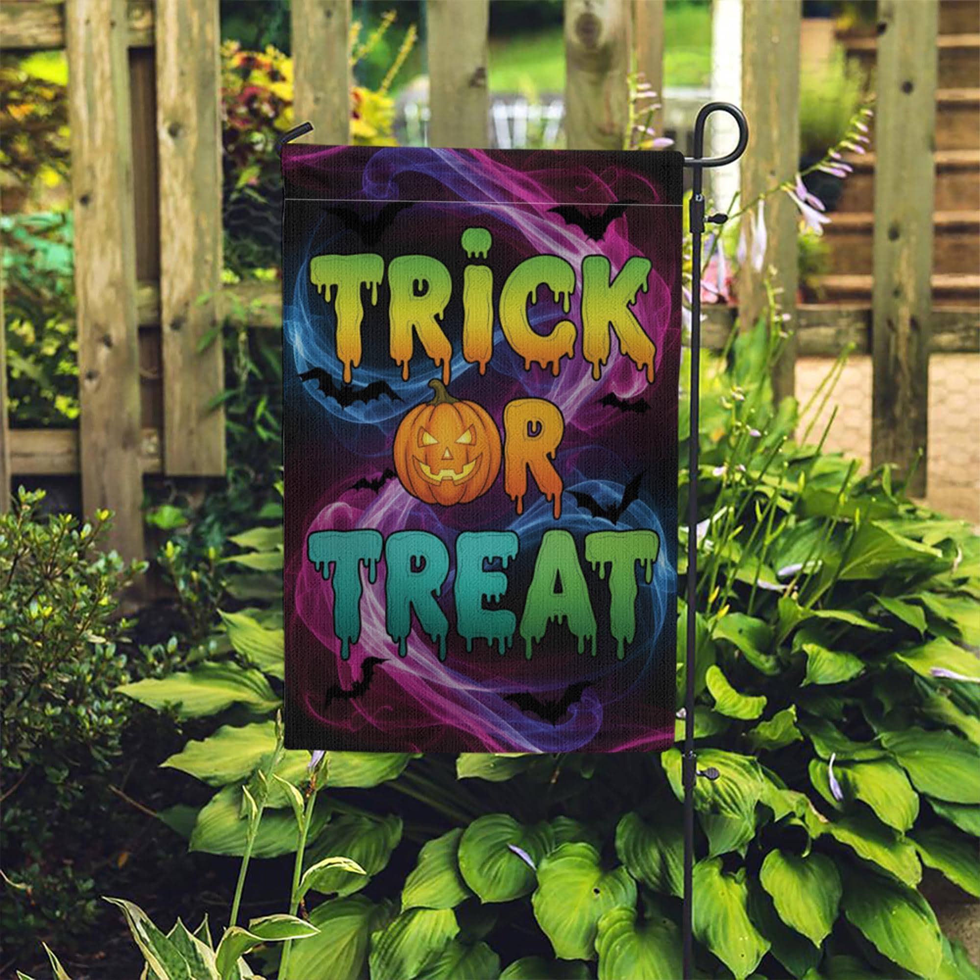 Trick or Treat Halloween Garden Flag, Spooky Yard Decor, Fun Fall House Banner, Vibrant Double Sided Flag