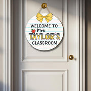 Welcome to Classroom Door Sign, Personalized Teacher Name Sign, Custom Back to School Decor, Round Classroom Hanger Gift