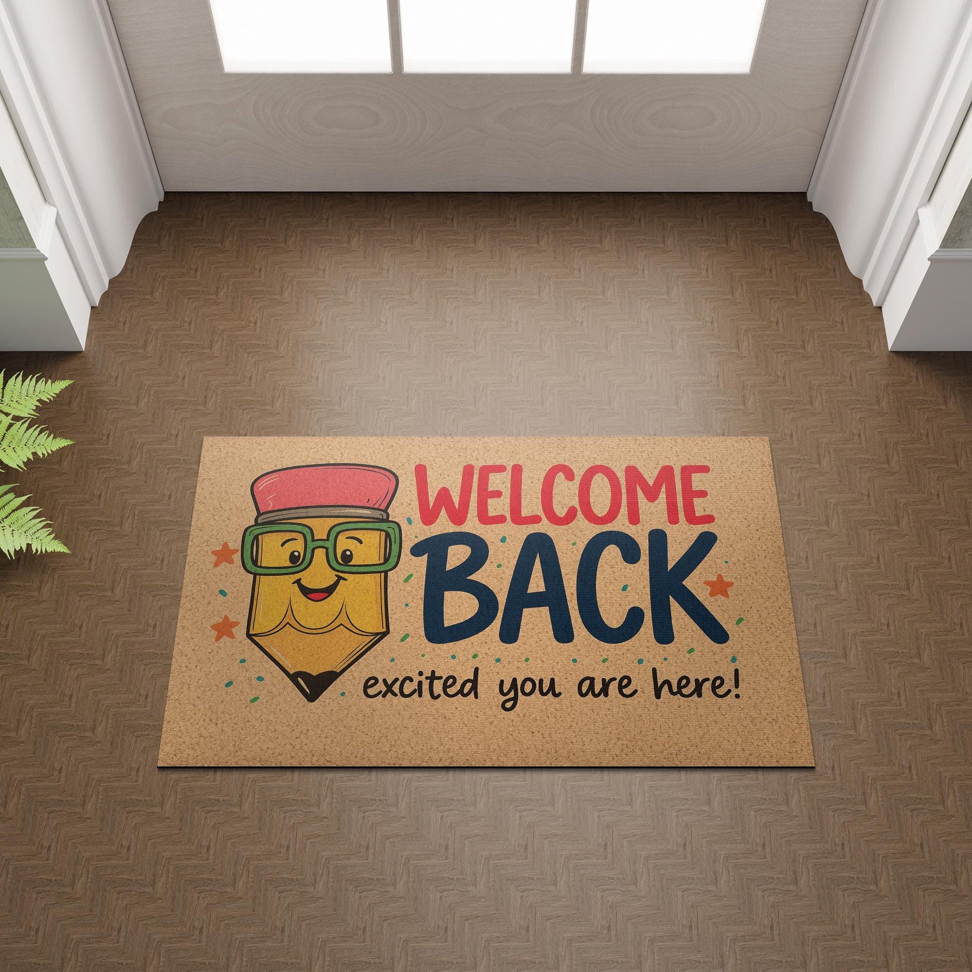 Welcome Back Teacher Doormat, Funny Pencil Classroom Rug, Back to School Entry Mat, Cute Teacher Decor, Excited You Are Here Mat