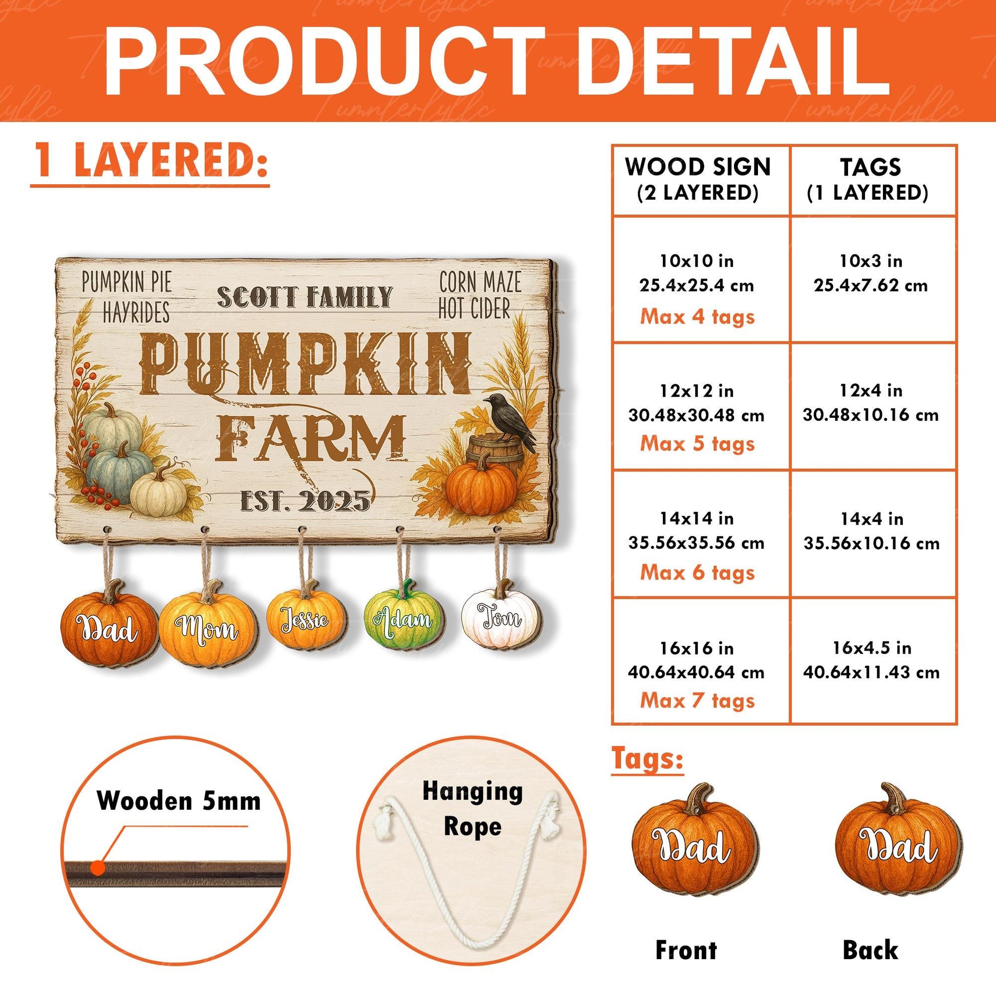 Custom Pumpkin Farm Family Sign, Fall Wooden Name Tag Decor, Personalized Autumn Wall Plaque, Rustic Thanksgiving Home Gift