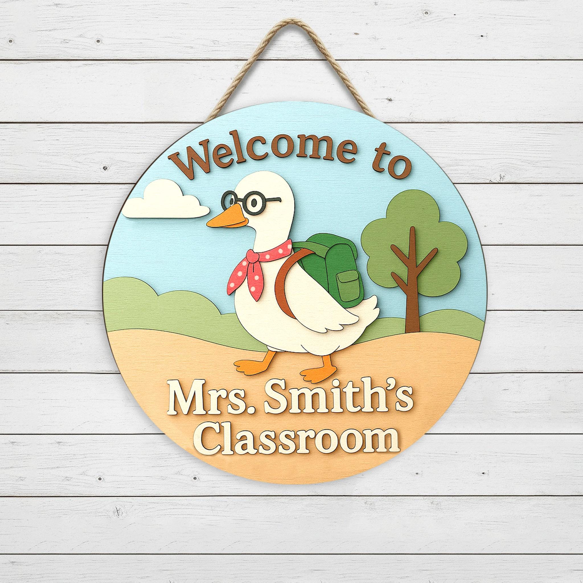 Welcome Sign Silly Goose Classroom Door Sign for Teachers, Custom Teacher Name Plaque, Teacher Classroom Sign Gifts, School Sign Decor