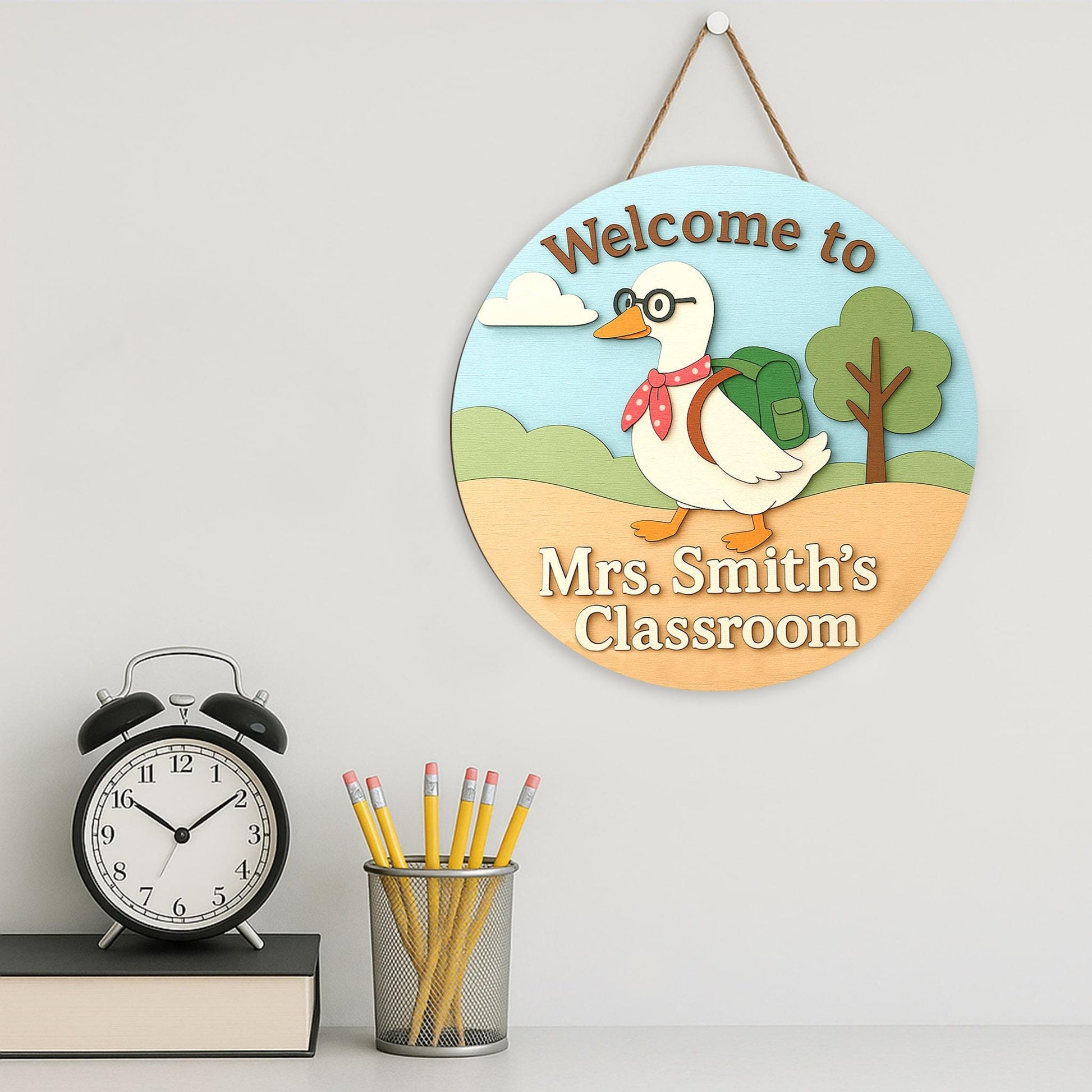 Welcome Sign Silly Goose Classroom Door Sign for Teachers, Custom Teacher Name Plaque, Teacher Classroom Sign Gifts, School Sign Decor