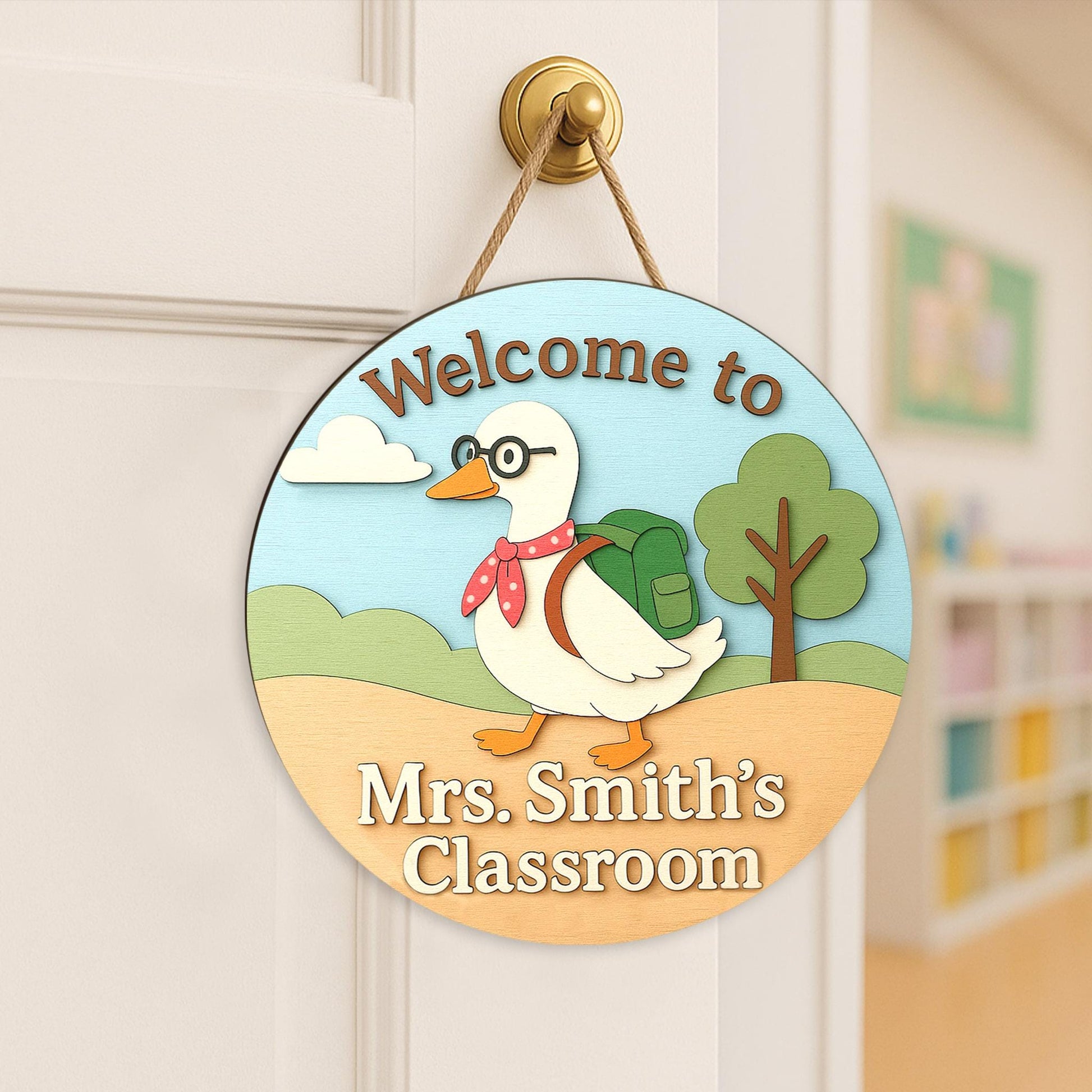 Welcome Sign Silly Goose Classroom Door Sign for Teachers, Custom Teacher Name Plaque, Teacher Classroom Sign Gifts, School Sign Decor