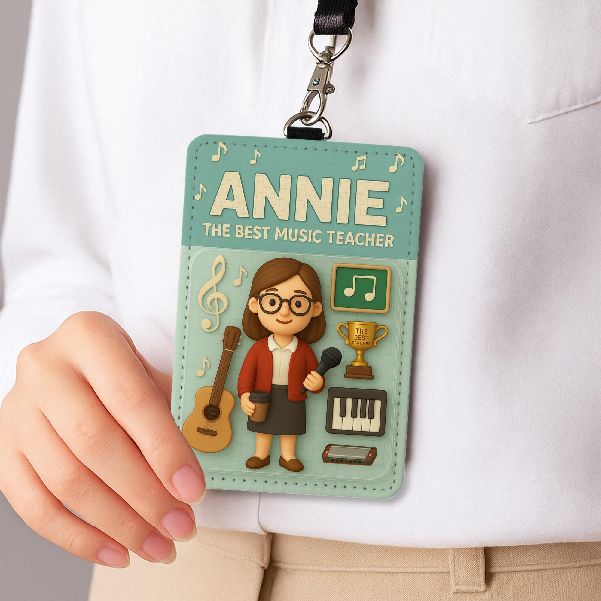 Custom Teacher Subject Badge Holder, Personalized ID Tag with Subject Icons, Math Science Music Physics Lanyard Gift, Cute Staff Accessory