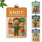 Custom Teacher Subject Badge Holder, Personalized ID Tag with Subject Icons, Math Science Music Physics Lanyard Gift, Cute Staff Accessory