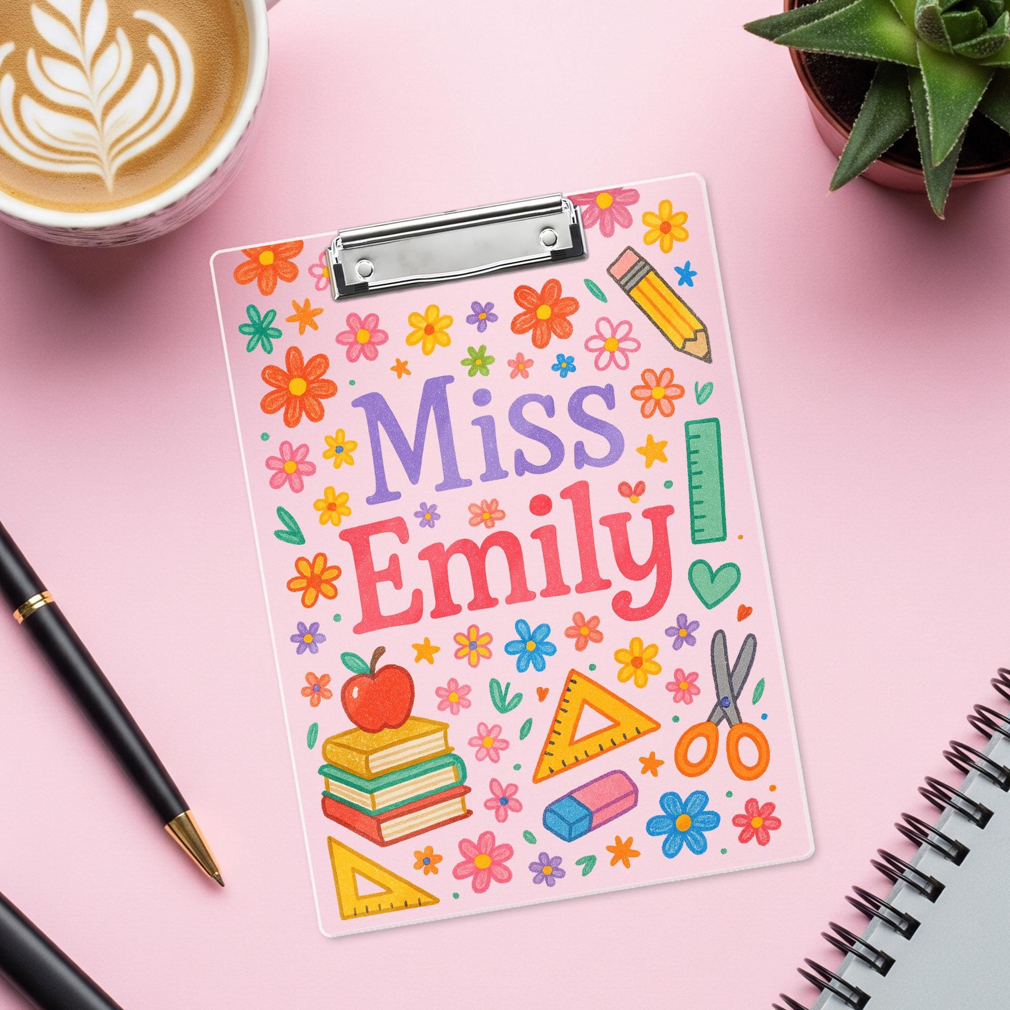Personalized Teacher Clipboard, Custom Floral Clipboard with Name, Cute Back to School Gift, Teacher Office Supplies, Back To School Gift