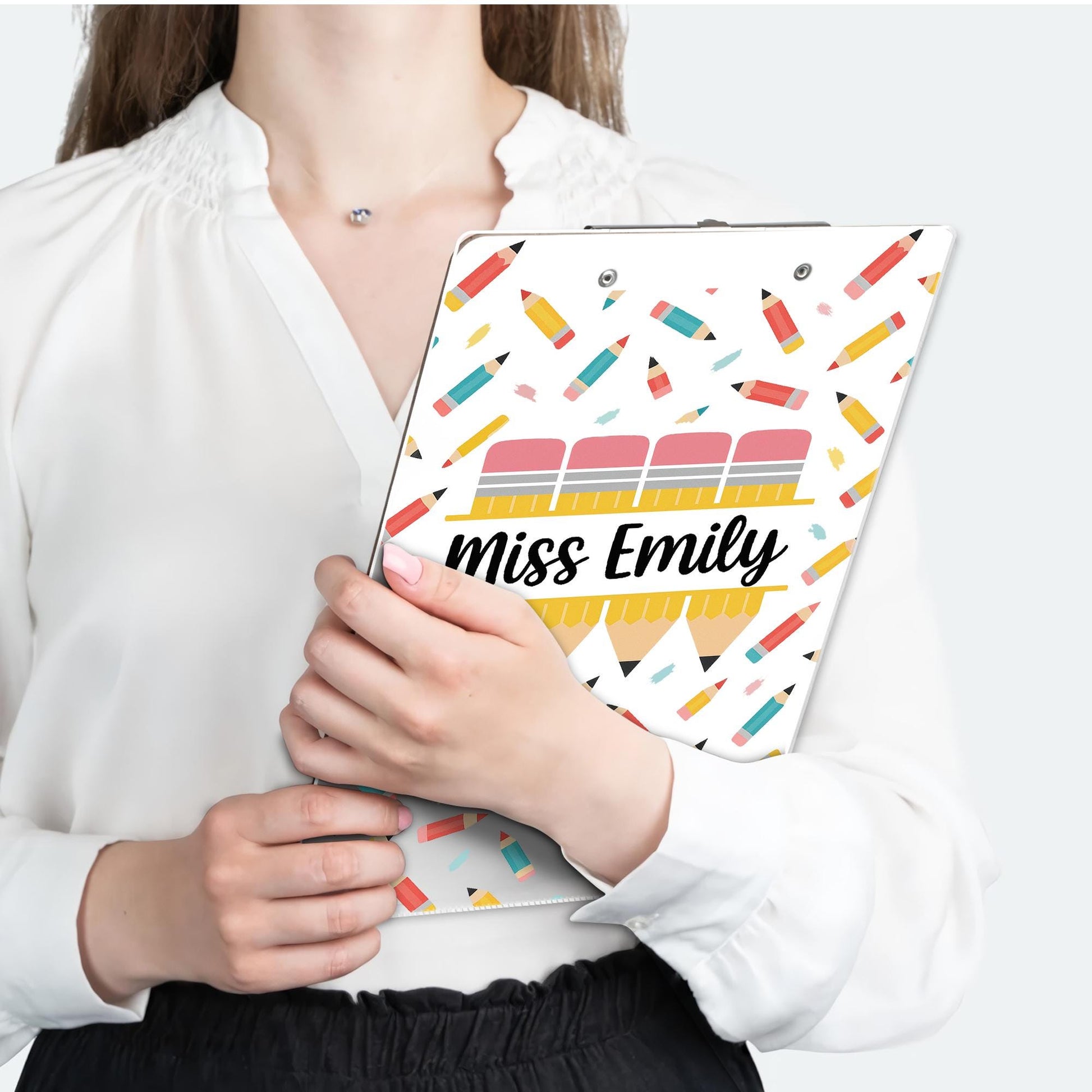 Personalized Pencil Clipboard, Cute Teacher Clipboard with Name,  School Office Supply, Back to School Teacher Gift, Teacher Accessories