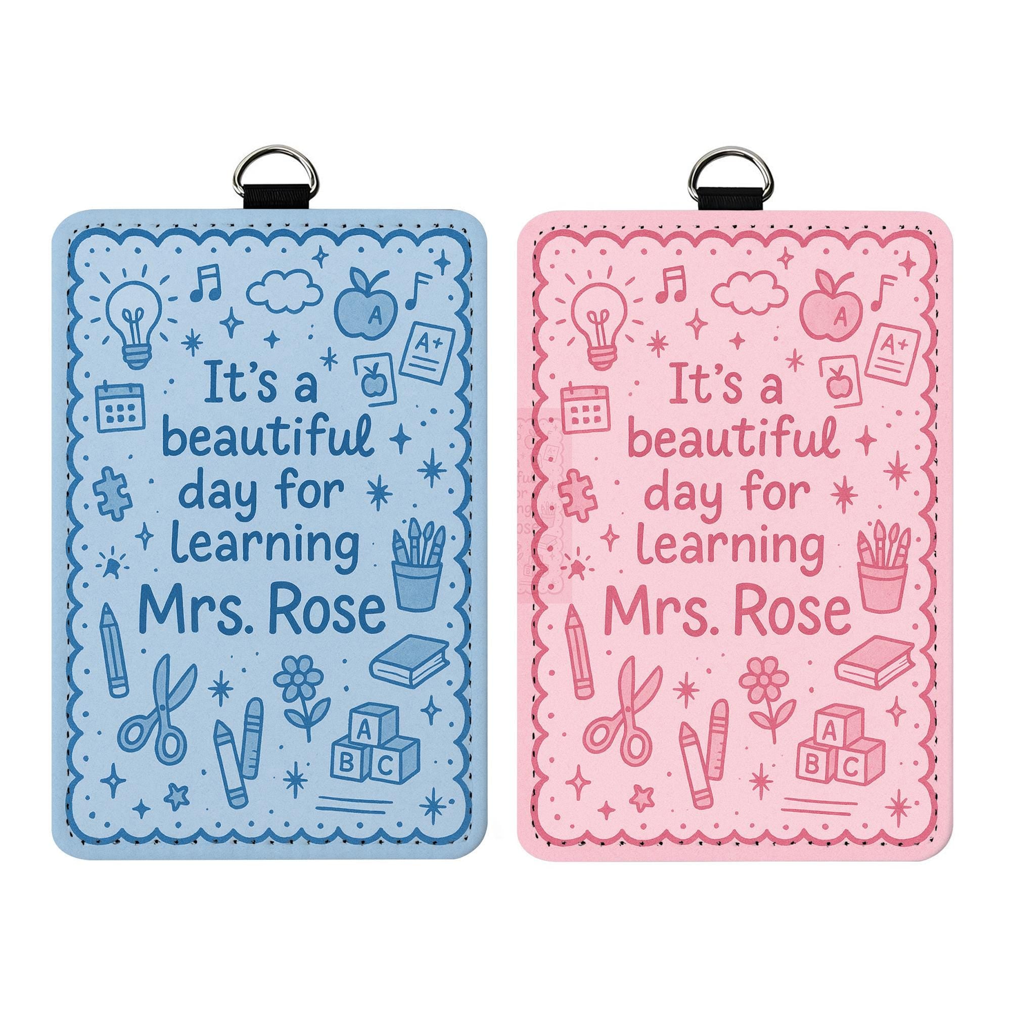 Teacher Badge Holder, Its A Good Day to learn, Personalized Leather ID Holder, Cute School Lanyard for Teacher, Back to School Teacher Gift