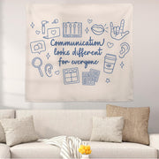 Speech Therapy Tapestry, Communication Looks Different Wall Art, SLP Office Decor, Inclusive AAC Sign, Therapist Classroom Banner