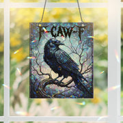 Gothic Raven Suncatcher – Funny F-Caw-F Window Hanging Crow Halloween Decor