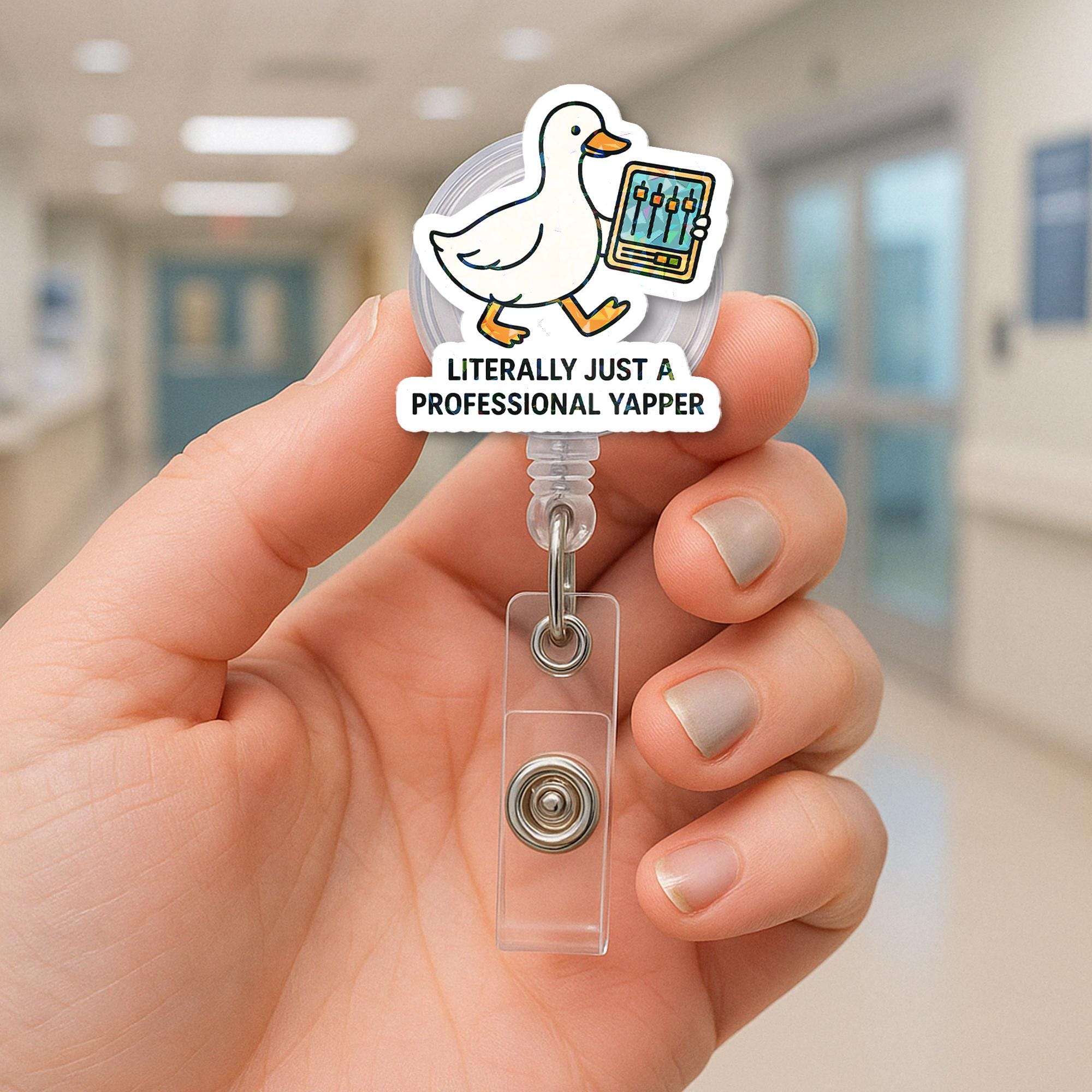 Silly Goose SLP Badge Reel, Funny Goose ID Holder, Professional Yapper Clip, Speech Therapist Gift, Cute Speech Pathology Reel