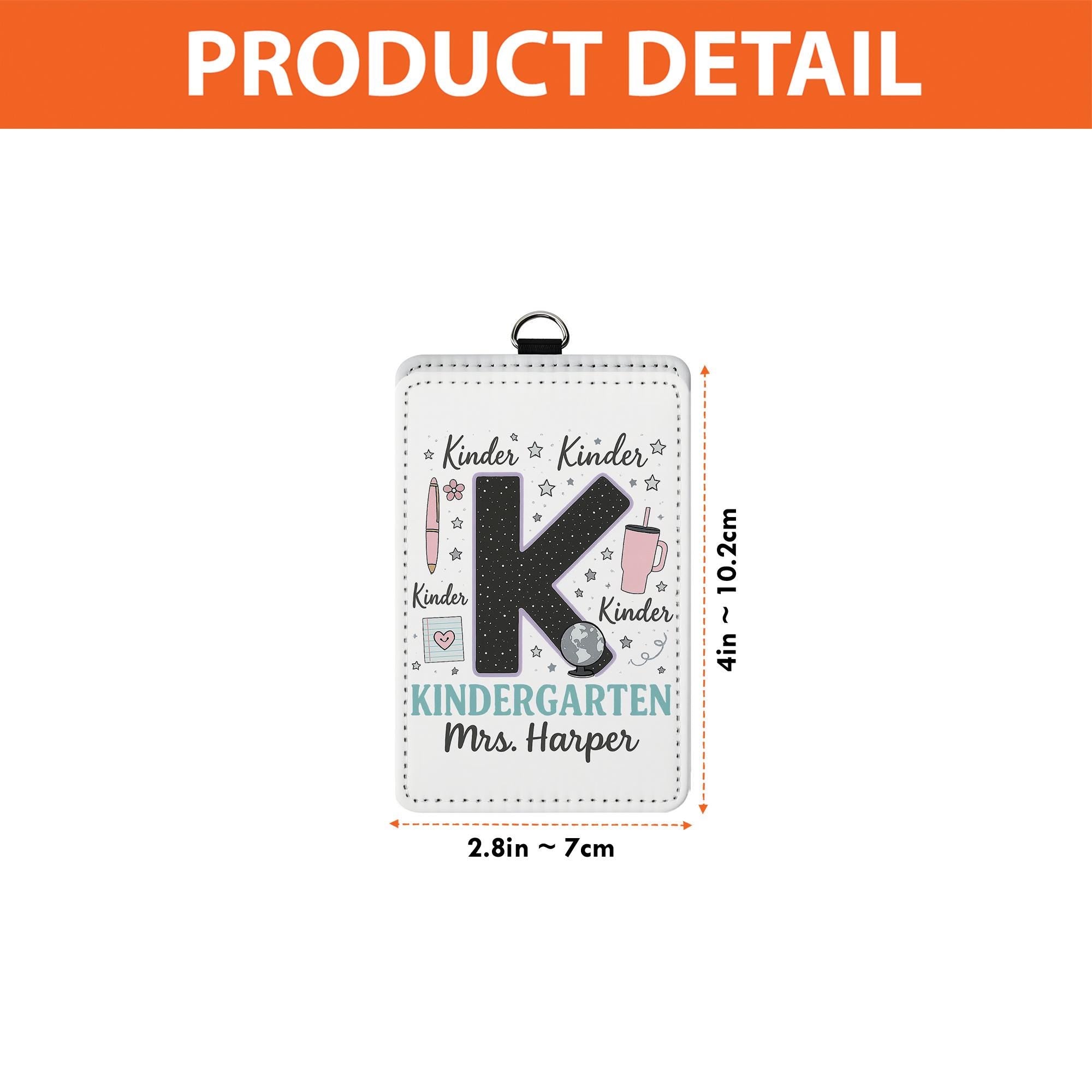 Kindergarten Teacher Badge, Personalized ID Holder with Name, Cute K Design, Back to School Gift, Custom Lanyard for Teachers