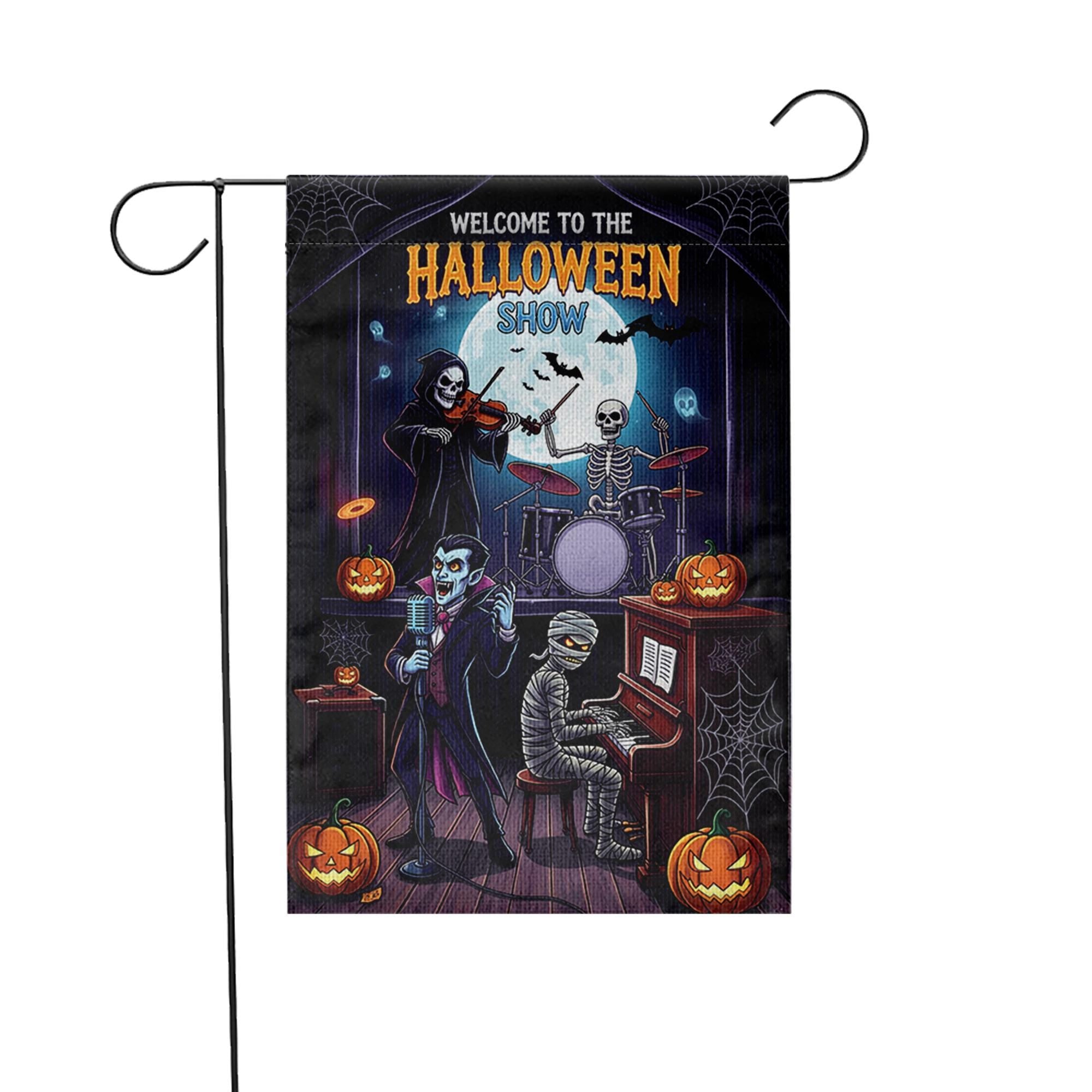 Halloween Band Garden Flag – Funny Monster Music Show Yard Decoration