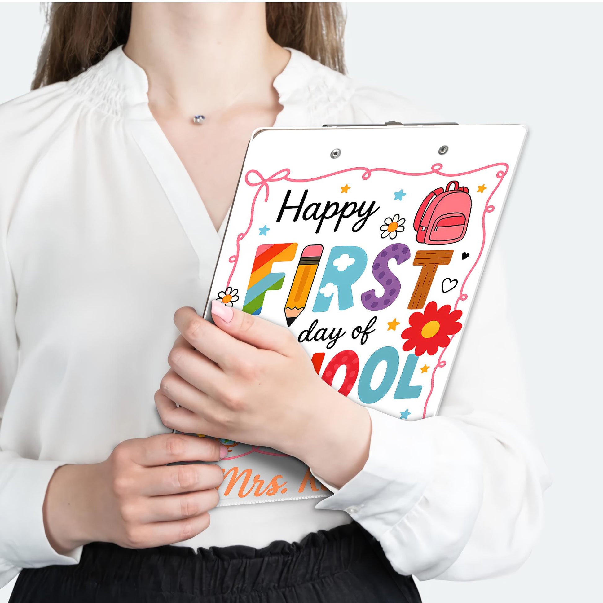 First Day of School Clipboard, Personalized Teacher Clipboard, Custom Name Classroom Gift, Cute Back to School Office Supplies