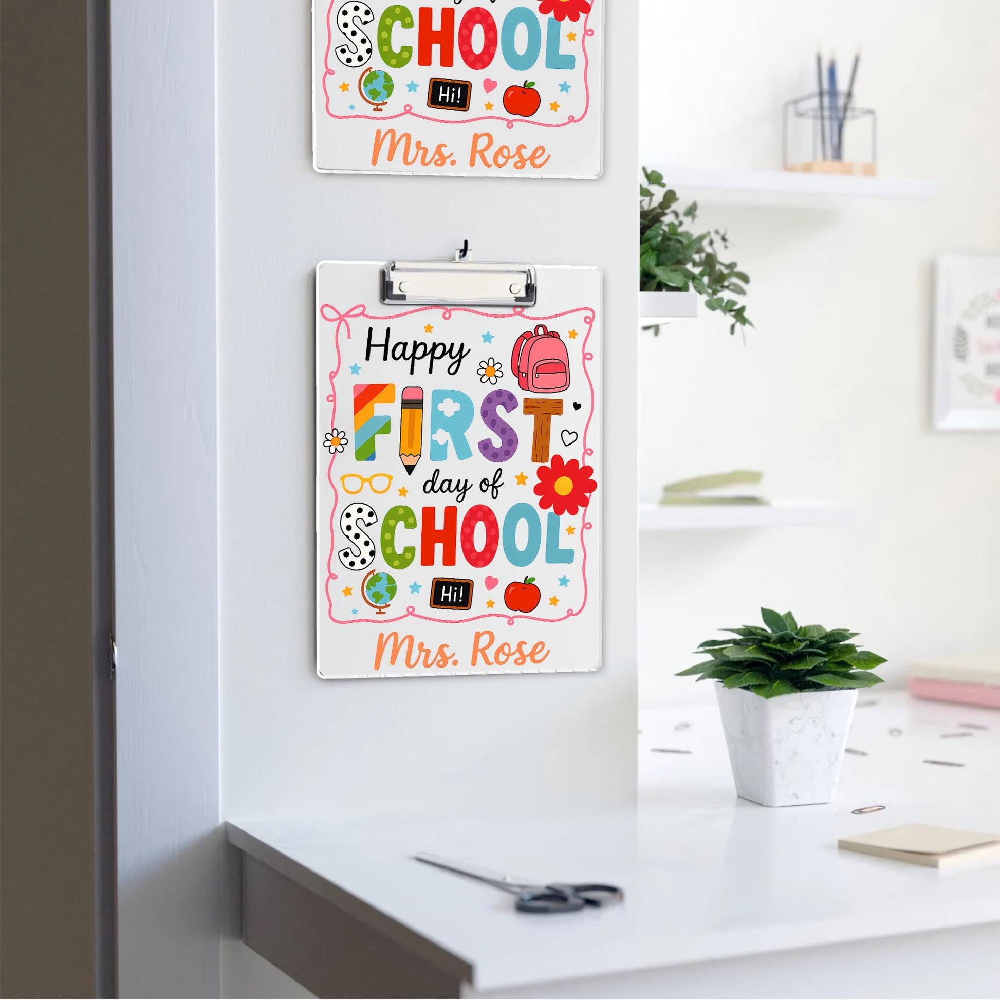 First Day of School Clipboard, Personalized Teacher Clipboard, Custom Name Classroom Gift, Cute Back to School Office Supplies