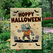Funny Frog Halloween Garden Flag, Hoppy Halloween Yard Decor, Zombie Frog Outdoor Sign, Cute Spooky Fall Decoration, RIP Tombstones
